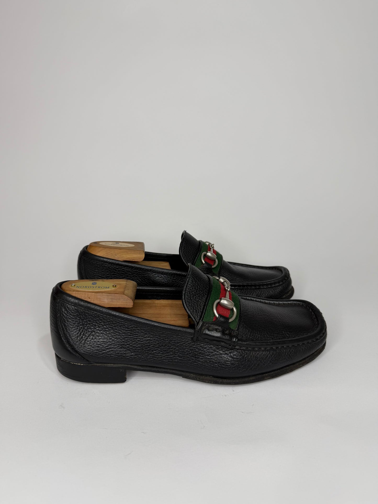 Gucci Black Leather Web Horsebit Loafers Size 7 UK/ 8 US