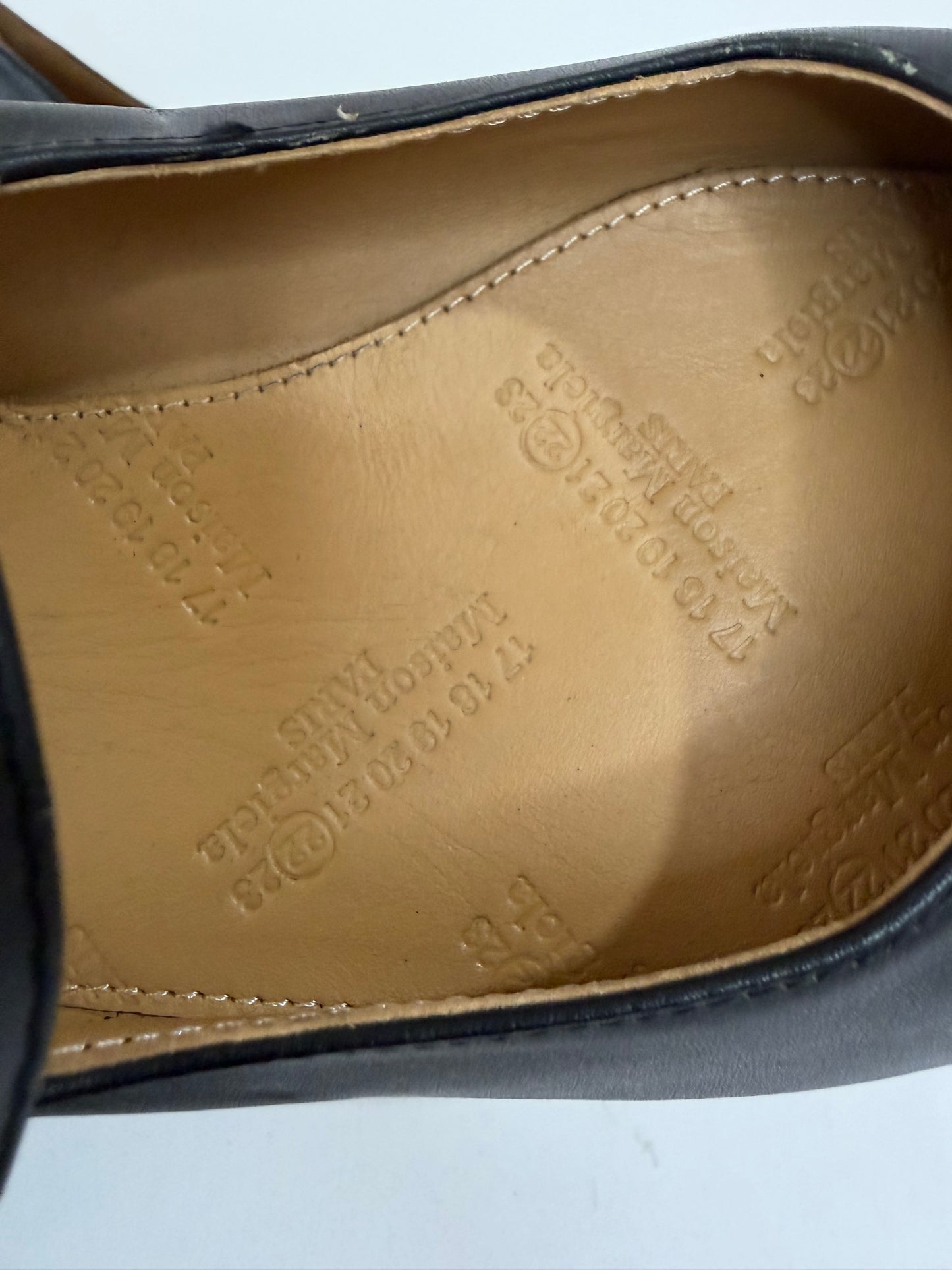 Maison Margiela Black Leather Mary Jane Ballet Flats Pointed Toe EU 36/ 6 US/ 3 UK