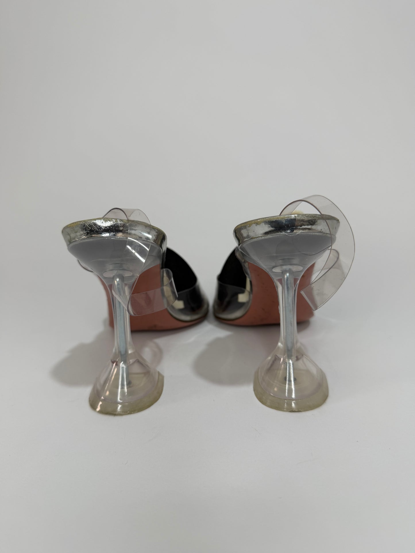 Amina Muaddi Transparent PVC Holli Glass Pointed Toe Slingback Pumps Size 38.5 EU/8.5 US