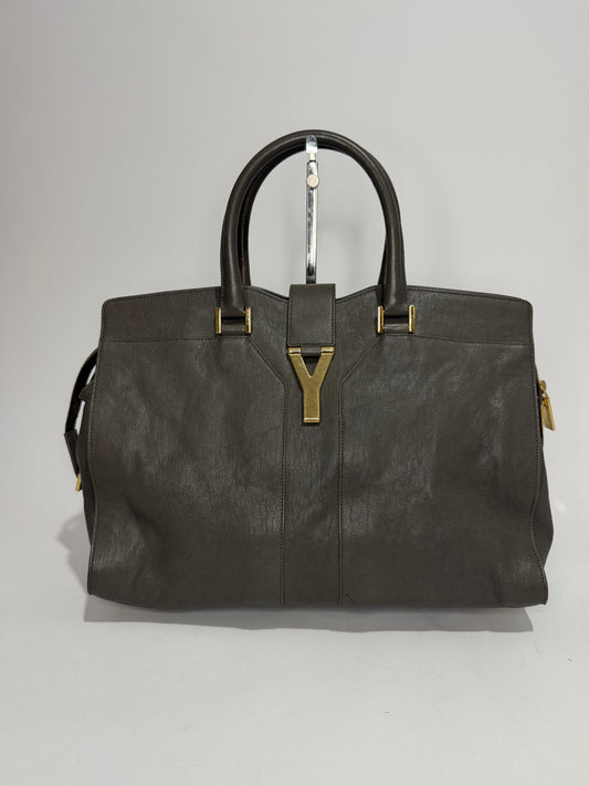 Yves Saint Laurent Grey Leather Large Cabas Chyc Tote