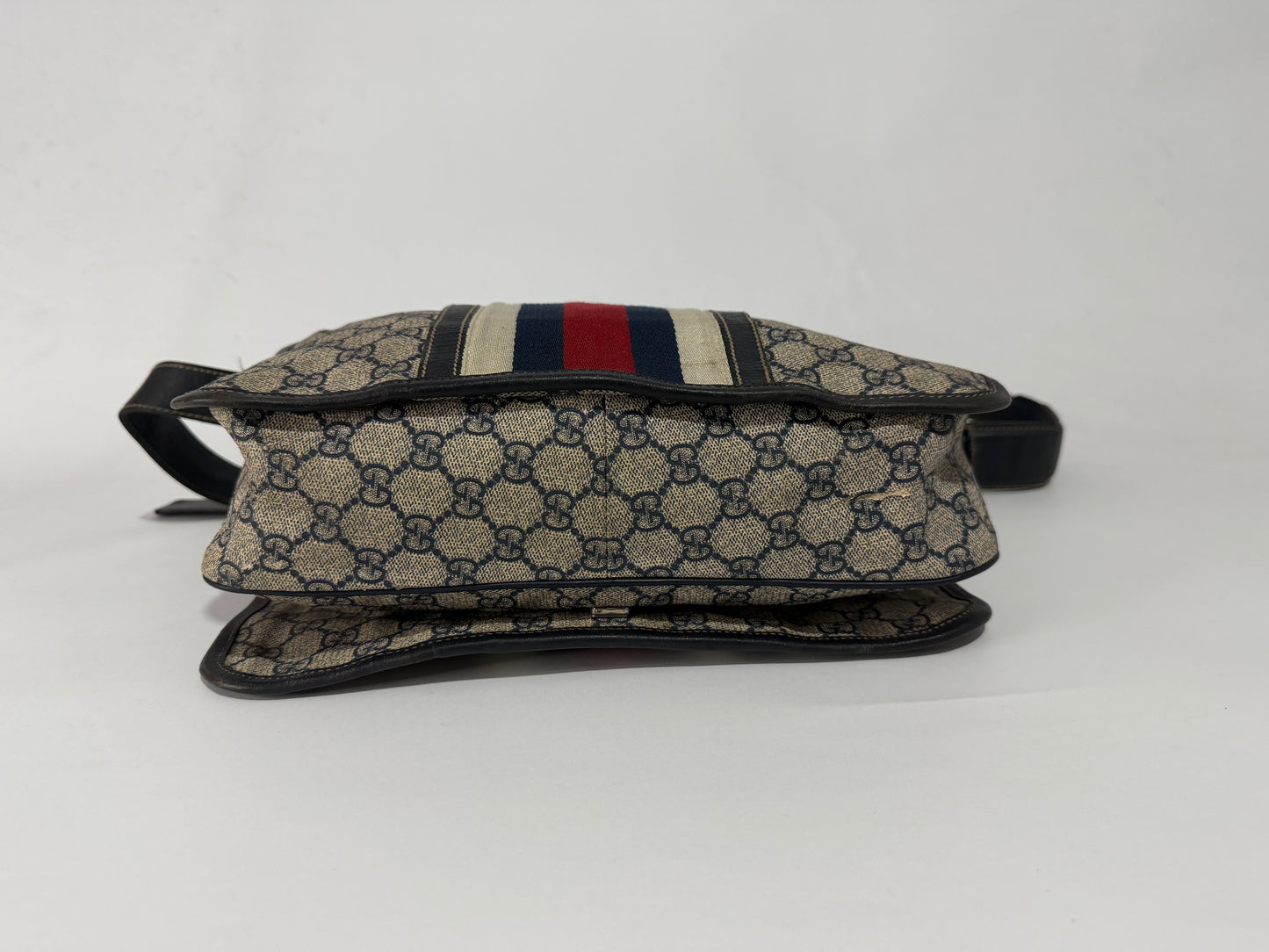 GUCCI
Blue GG Coated Canvas Vintage Web Messenger Bag
