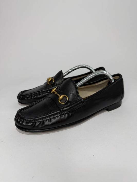 Gucci Black Leather 1953 Horsebit Loafers Size 37 EU