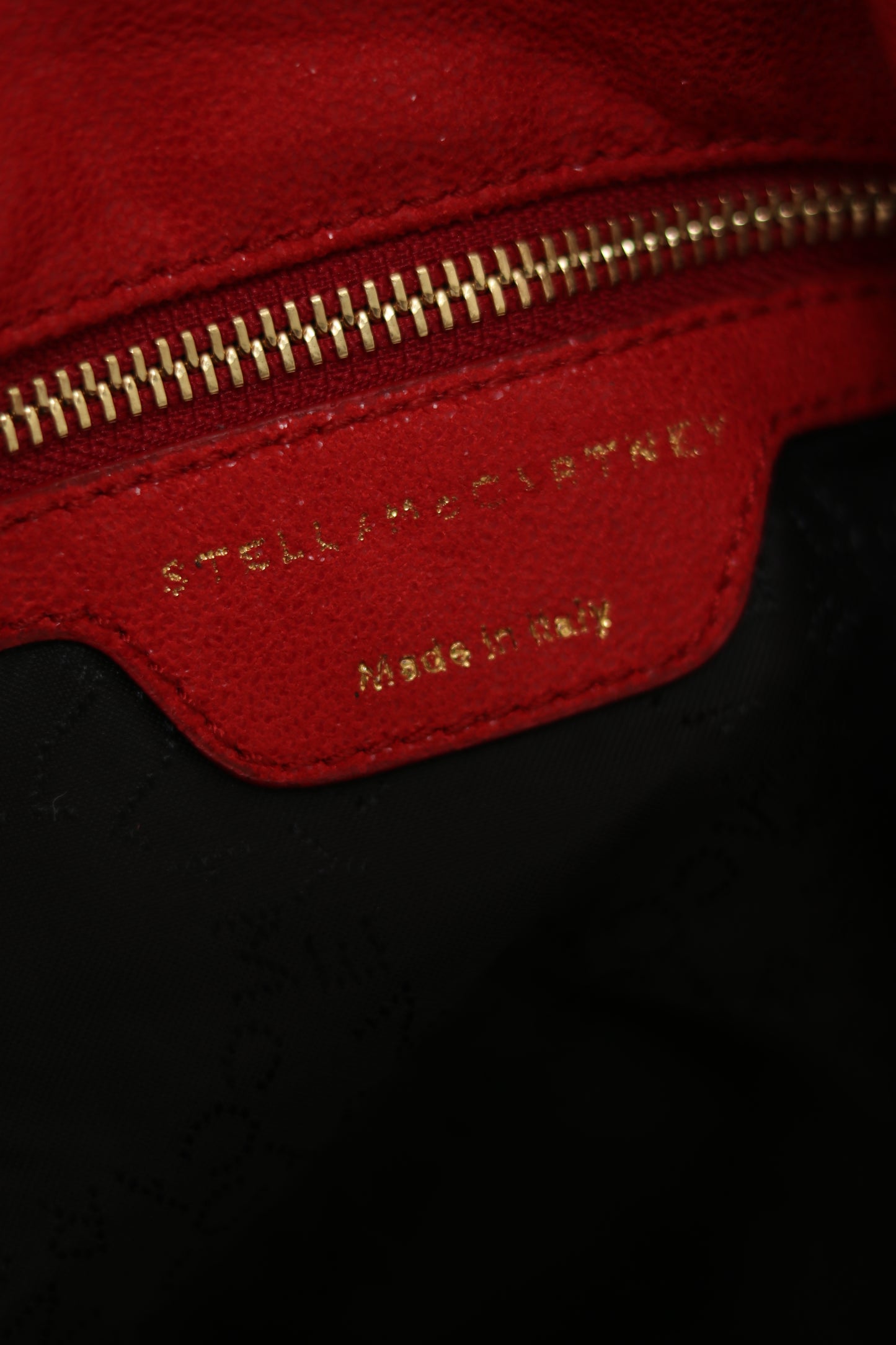 STELLA MCCARTNEY
Red Shaggy Deer Faux-Leather Falabella Fold Over Tote Bag