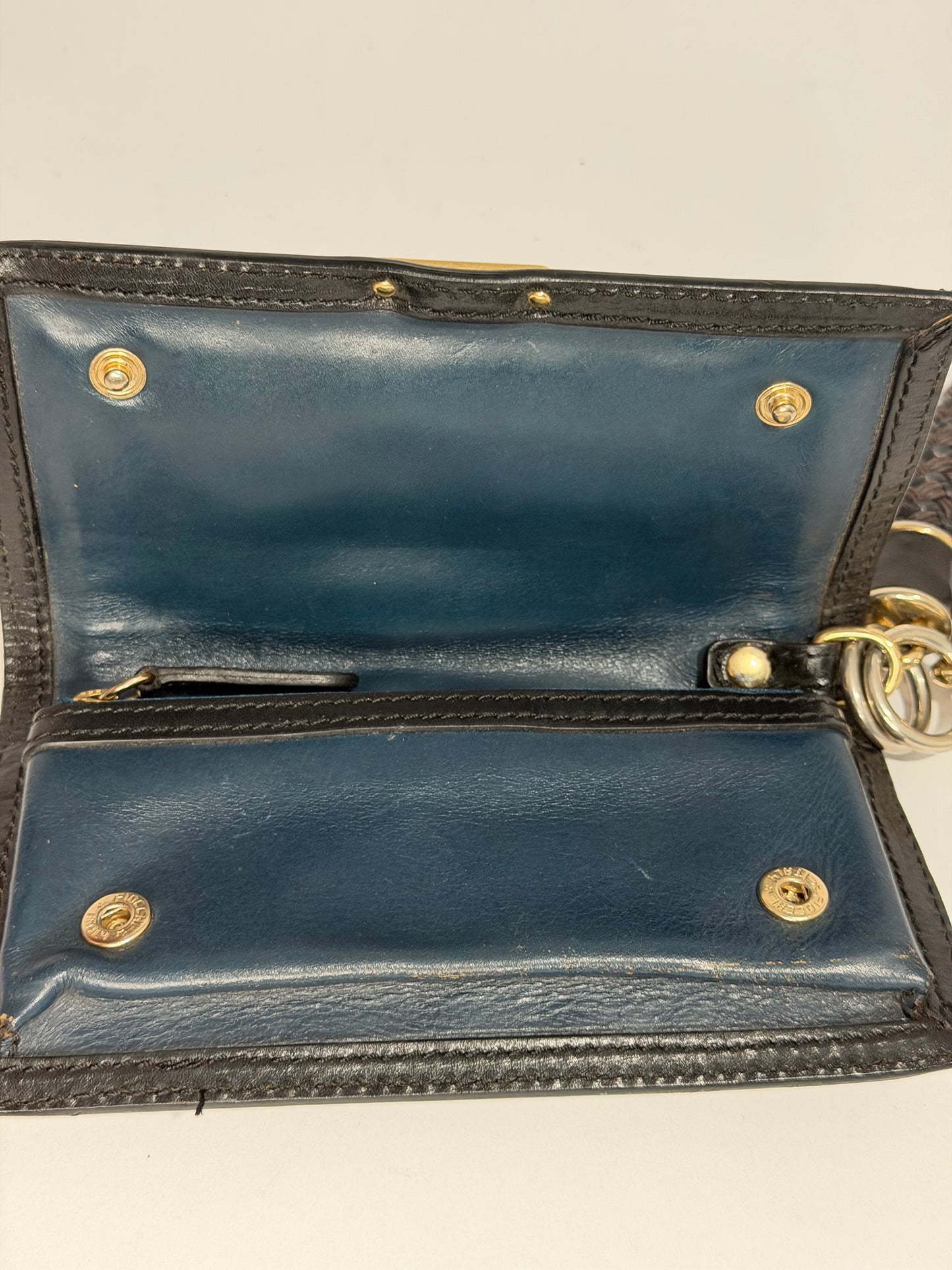 Burberry Black Straw Woven Leather Clutch