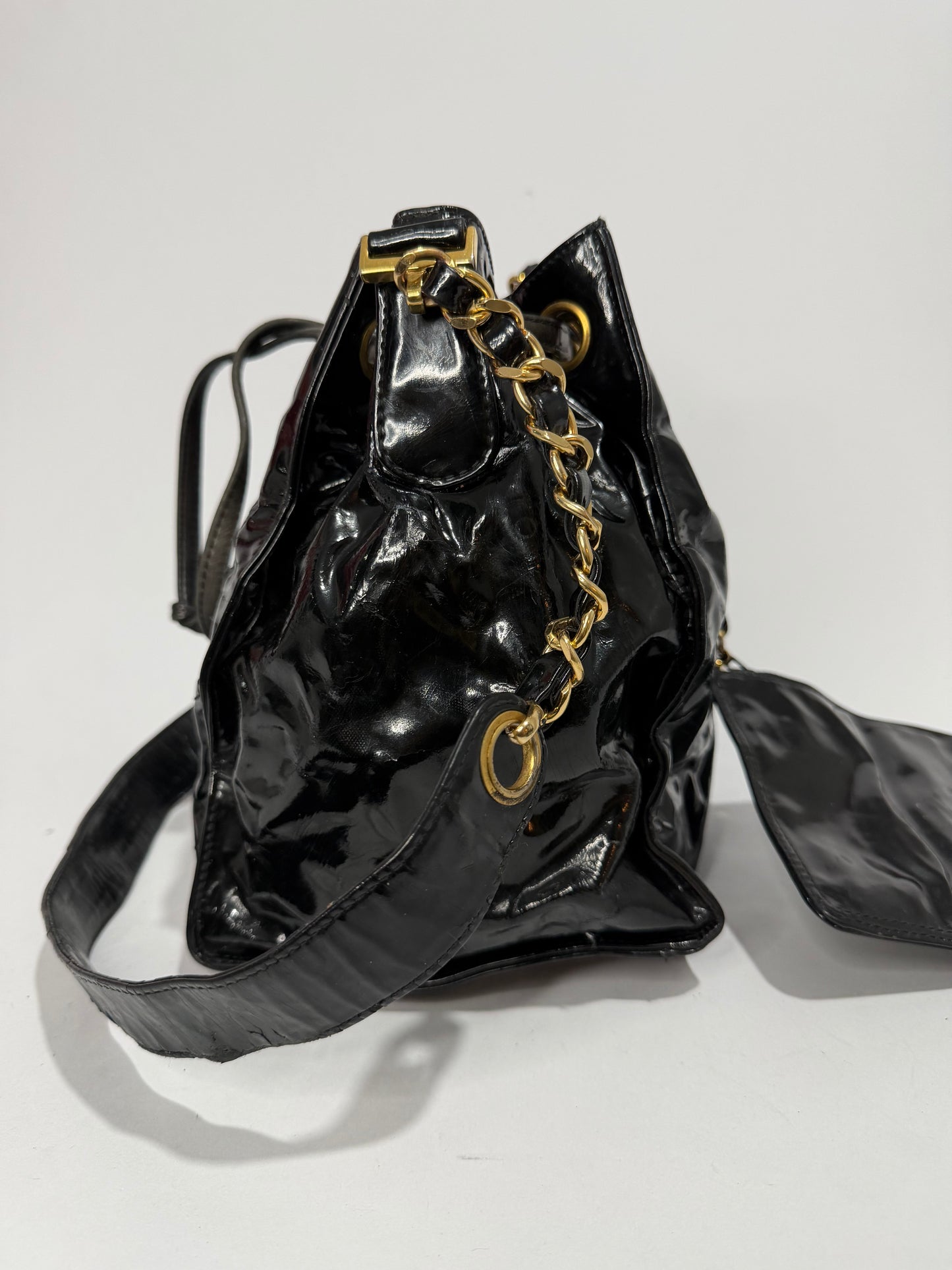 Vintage Chanel CC Patent Bucket Bag