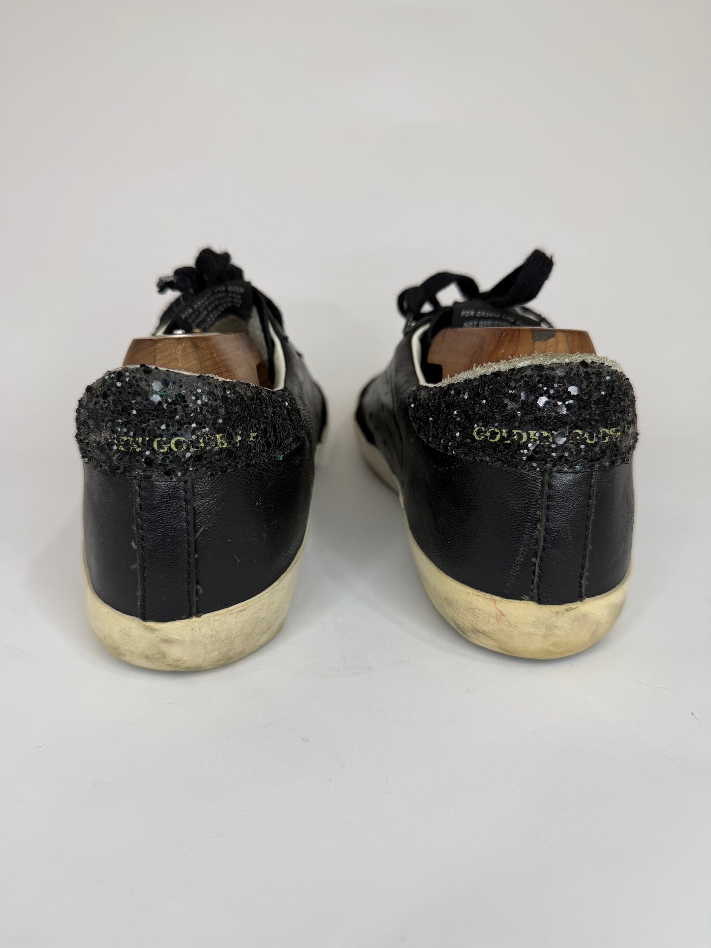 Golden Goose Super Star Black Leather and Suede Lace Up Sneakers Size 40 EU/ 8 US / 7 UK