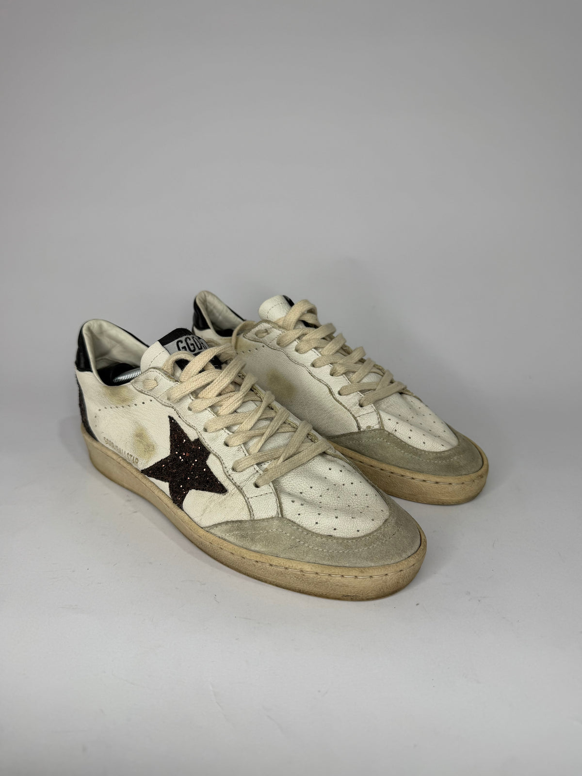 Golden Goose White Leather Ballstar Lace Up Sneakers Size 38 EU/ 8 US