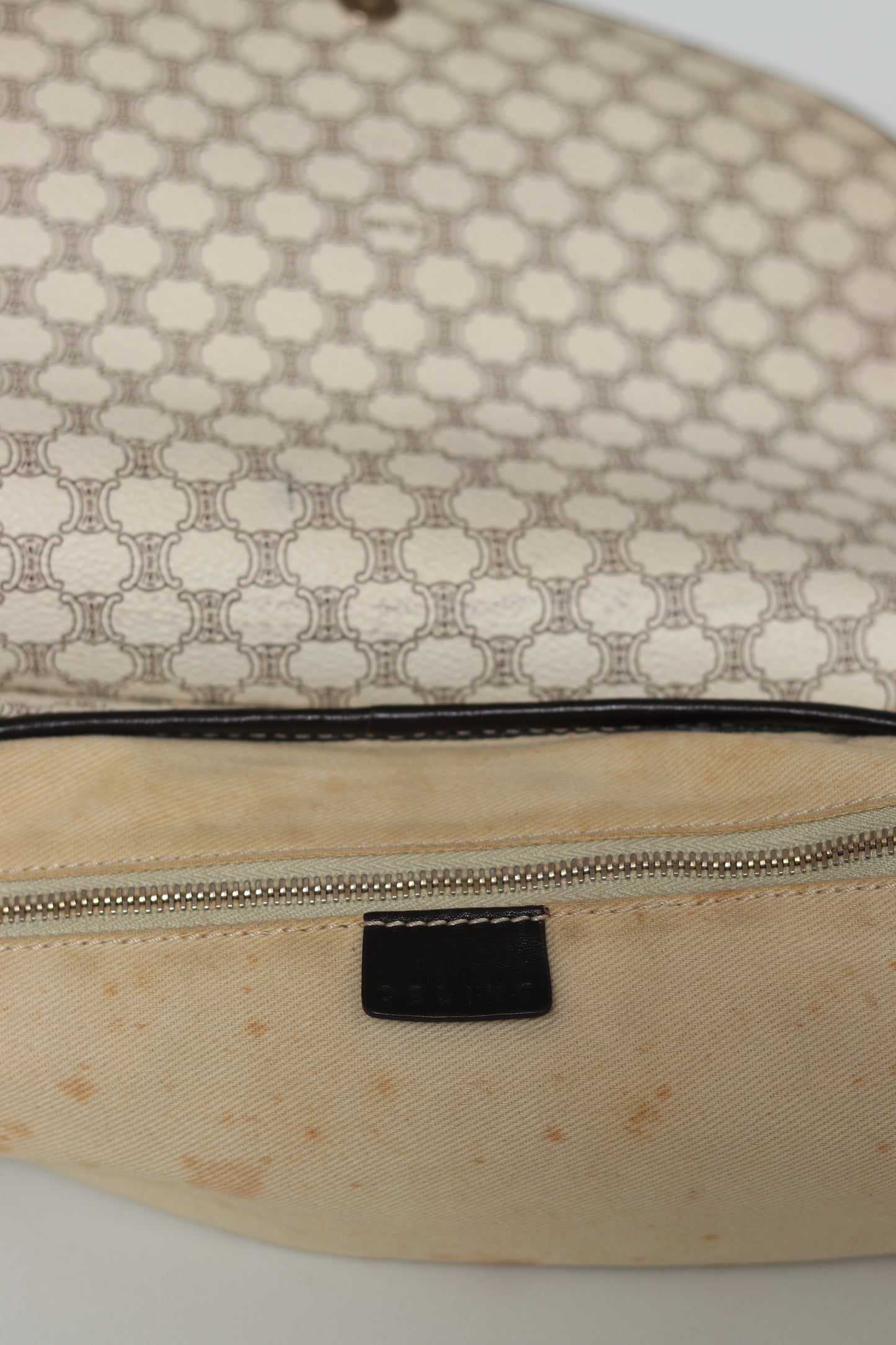 CELINE Macadam Canvas Shoulder Bag PVC White