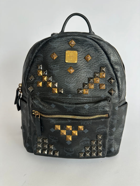 MCM Unisex Visetos Studded Small Stark M Backpack