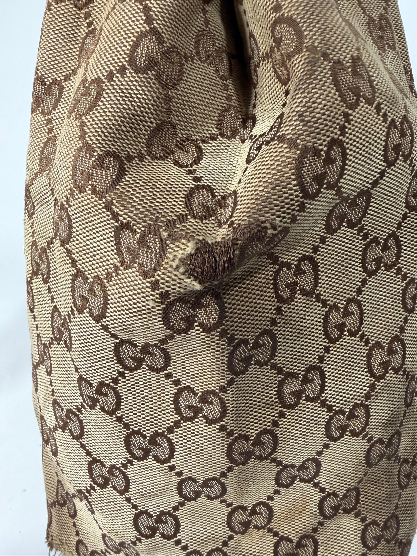 Gucci Beige/White GG Canvas and Leather Medium New Ladies Web Tote