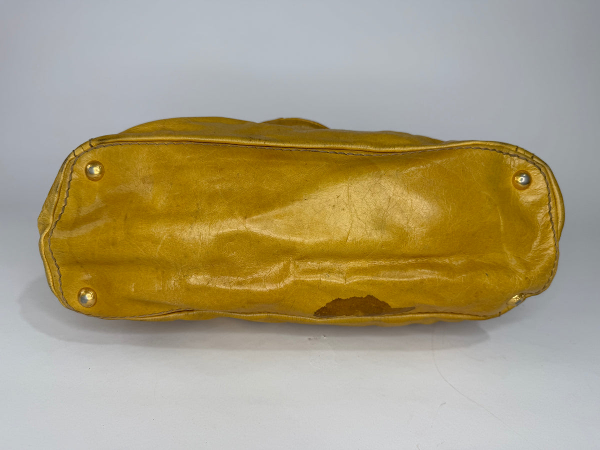 Prada Yellow Leather Top Handle Bag