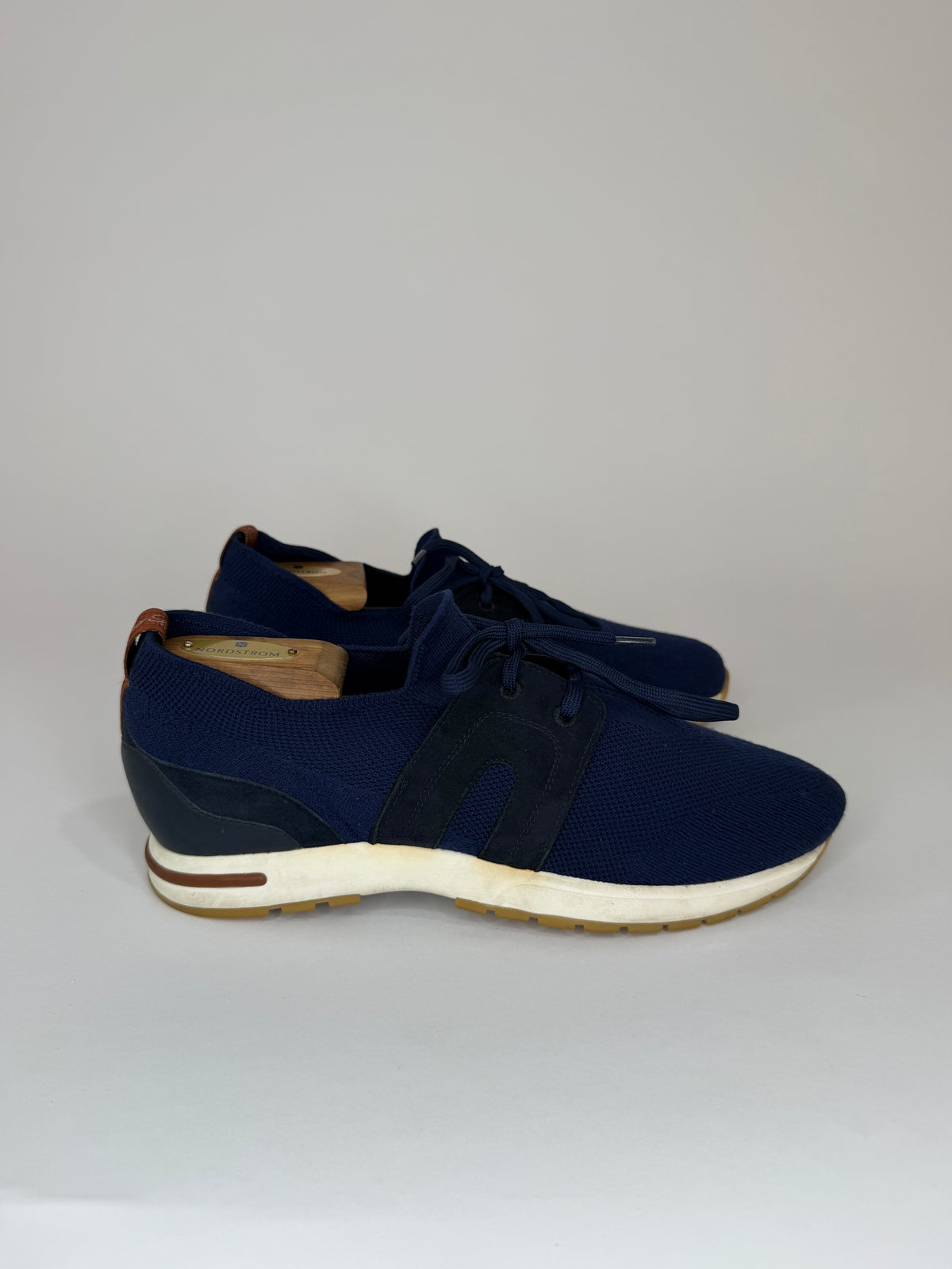 Loro Piana Blue Knit Fabric 360 LP Flexy Walk Low Top Sneakers Size 41 EU/ 8 US / 7 US