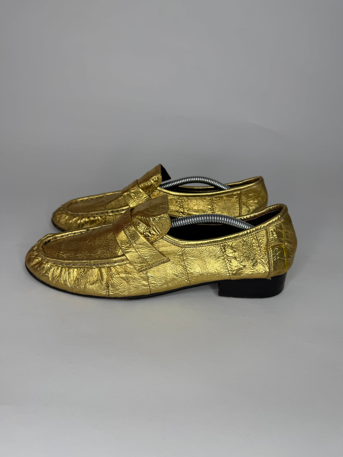 The Row Gold
Eel Skin Loafers 
Women's Size 39 EU/9 US / 6 UK