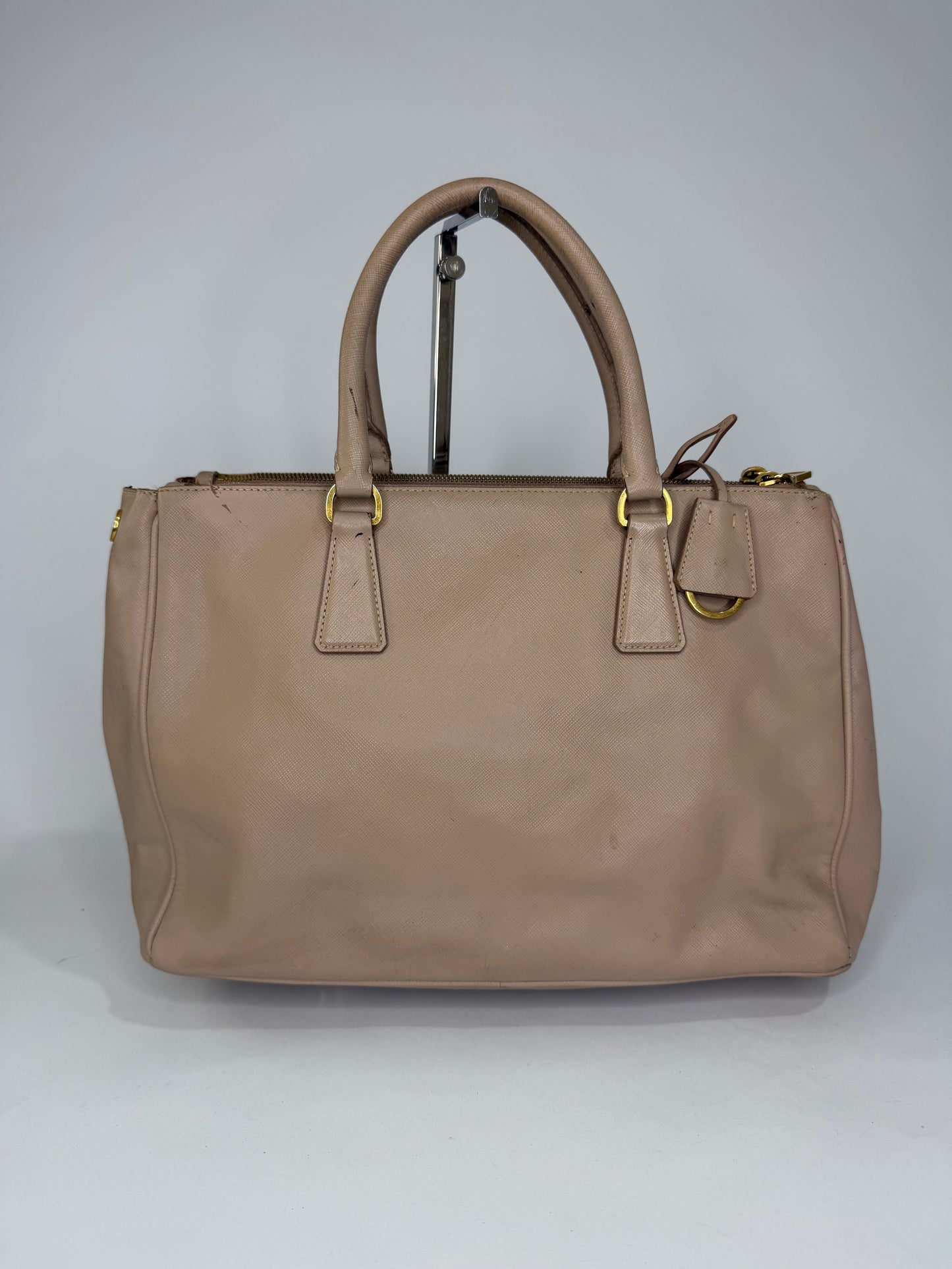 Prada Pink Saffiano Lux Leather Large Galleria Double Zip Tote