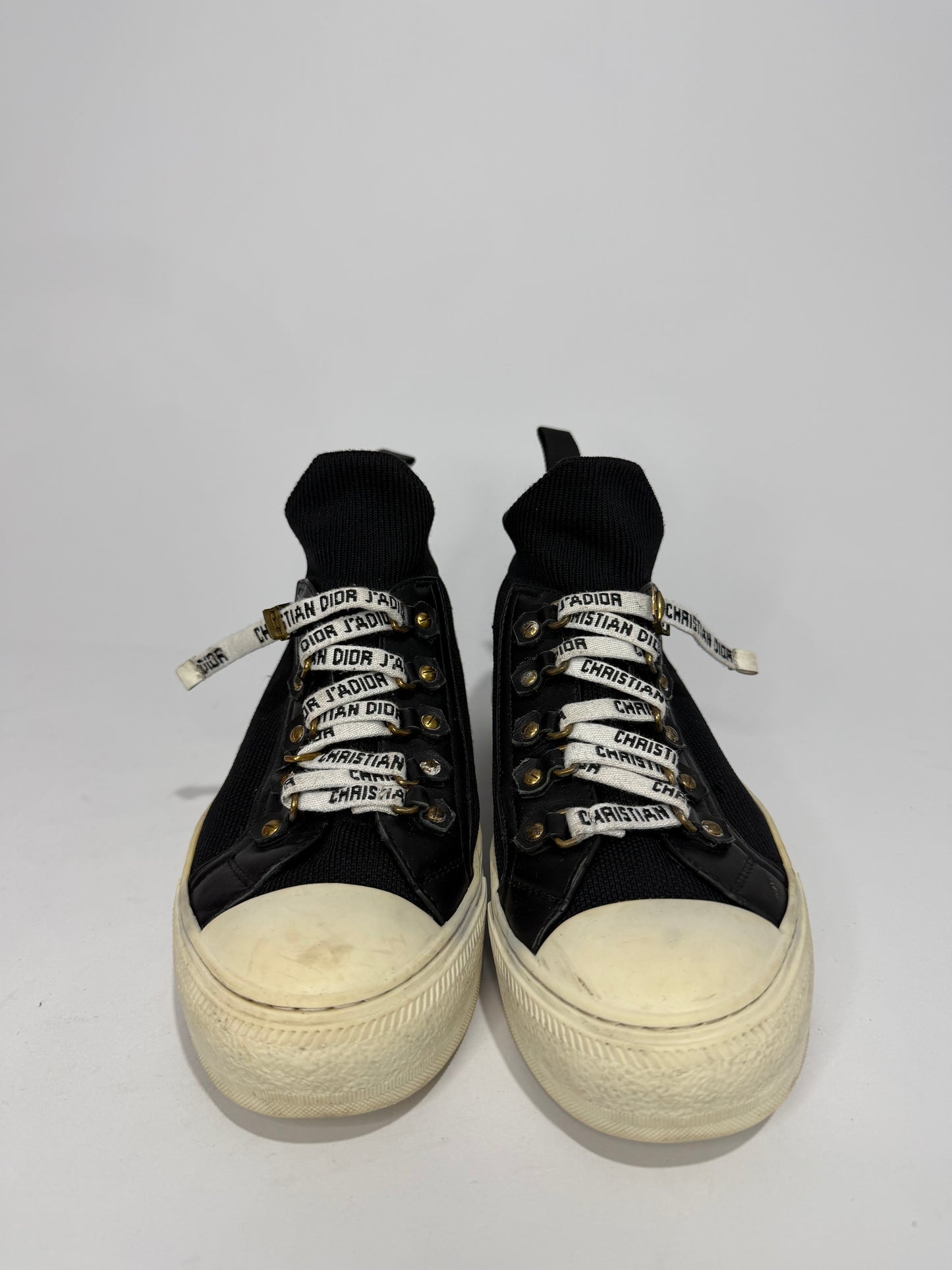 Dior Black Knit Fabric and Leather Walk'n'Dior Sock Sneakers Size 37 EU/ 7 US