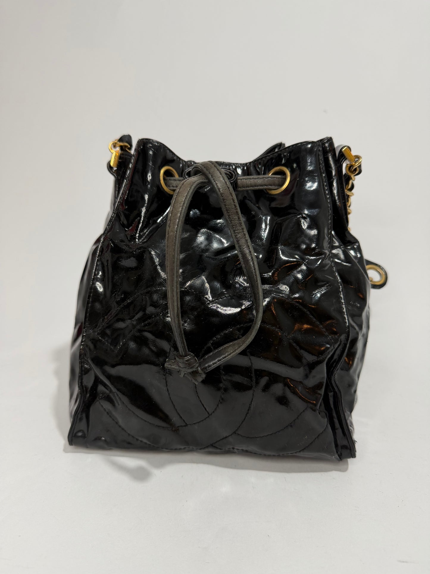 Vintage Chanel CC Patent Bucket Bag