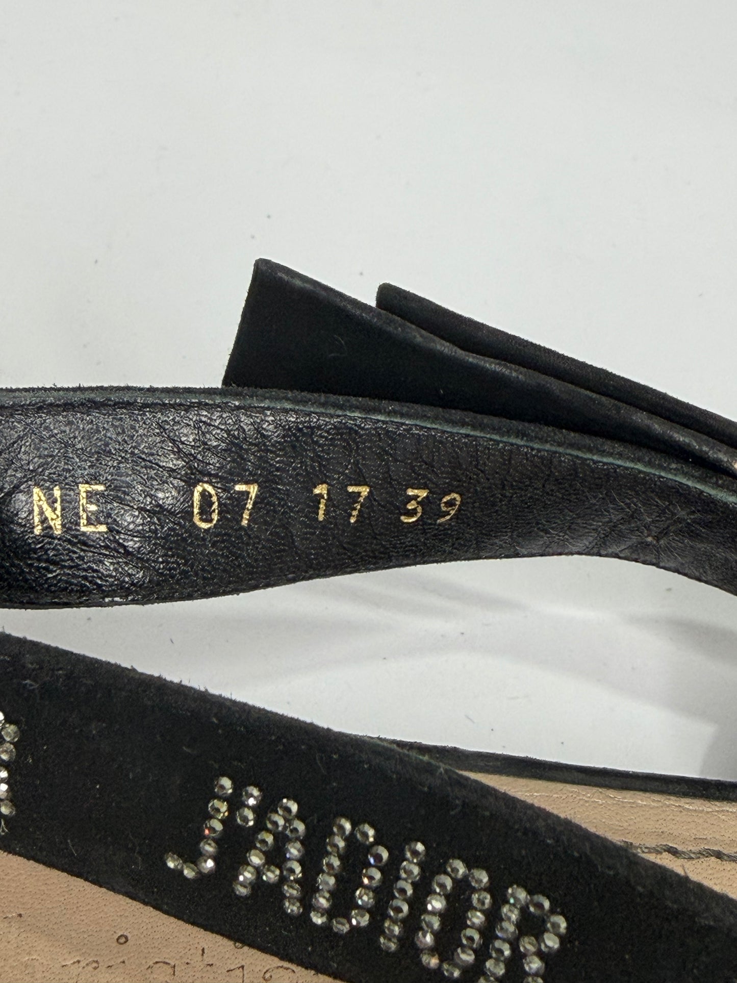 Dior Black Polka Dot Mesh and Crystal Embellished Suede J'adior Slingback Flats Size 39 EU/ 9 US/ 6 UK