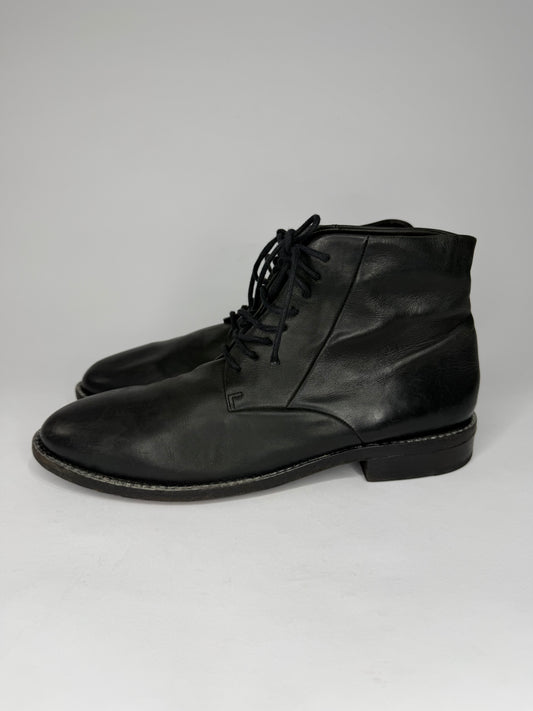 Marsèll Black Leather Lace-Up Ankle Boots EU 45