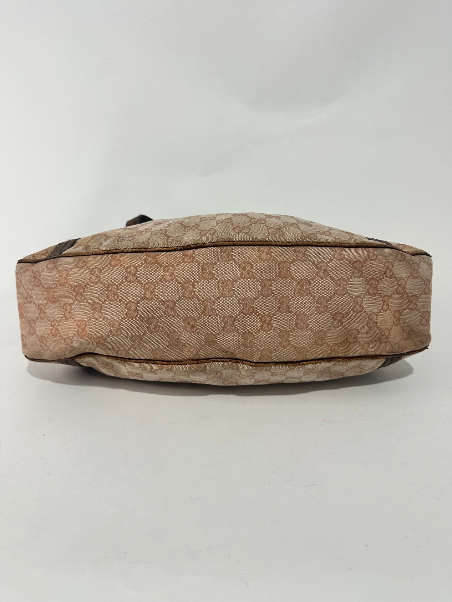 Gucci Vintage Coated Canvas Monogram Flap Shoulder Bag Ebony