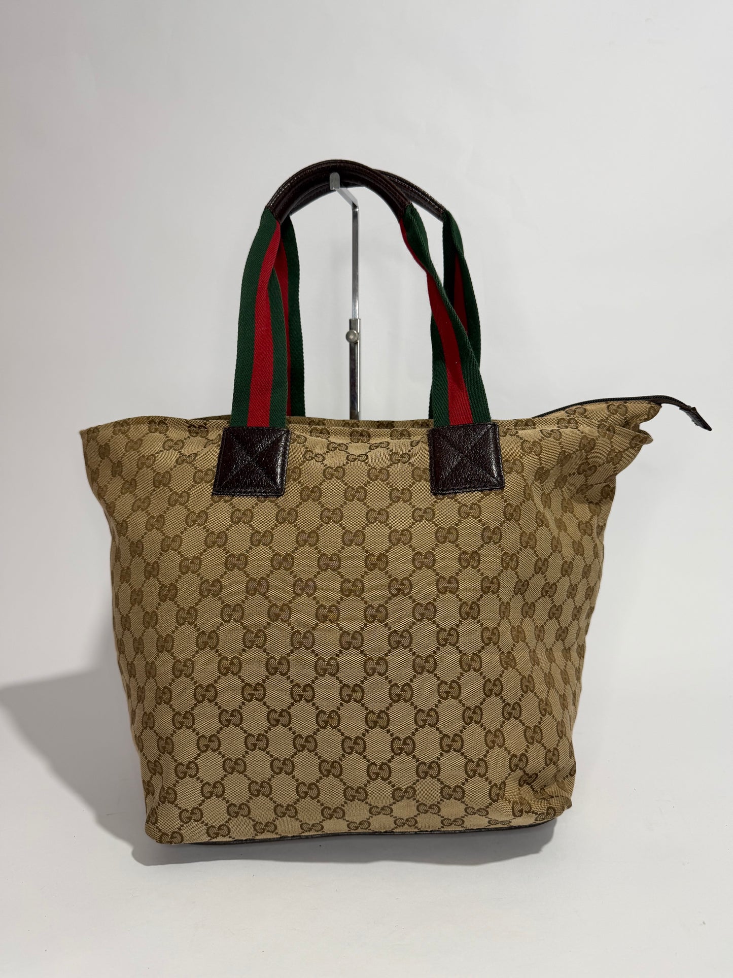 GUCCI GG Monogram Large Web Handle Bucket Tote