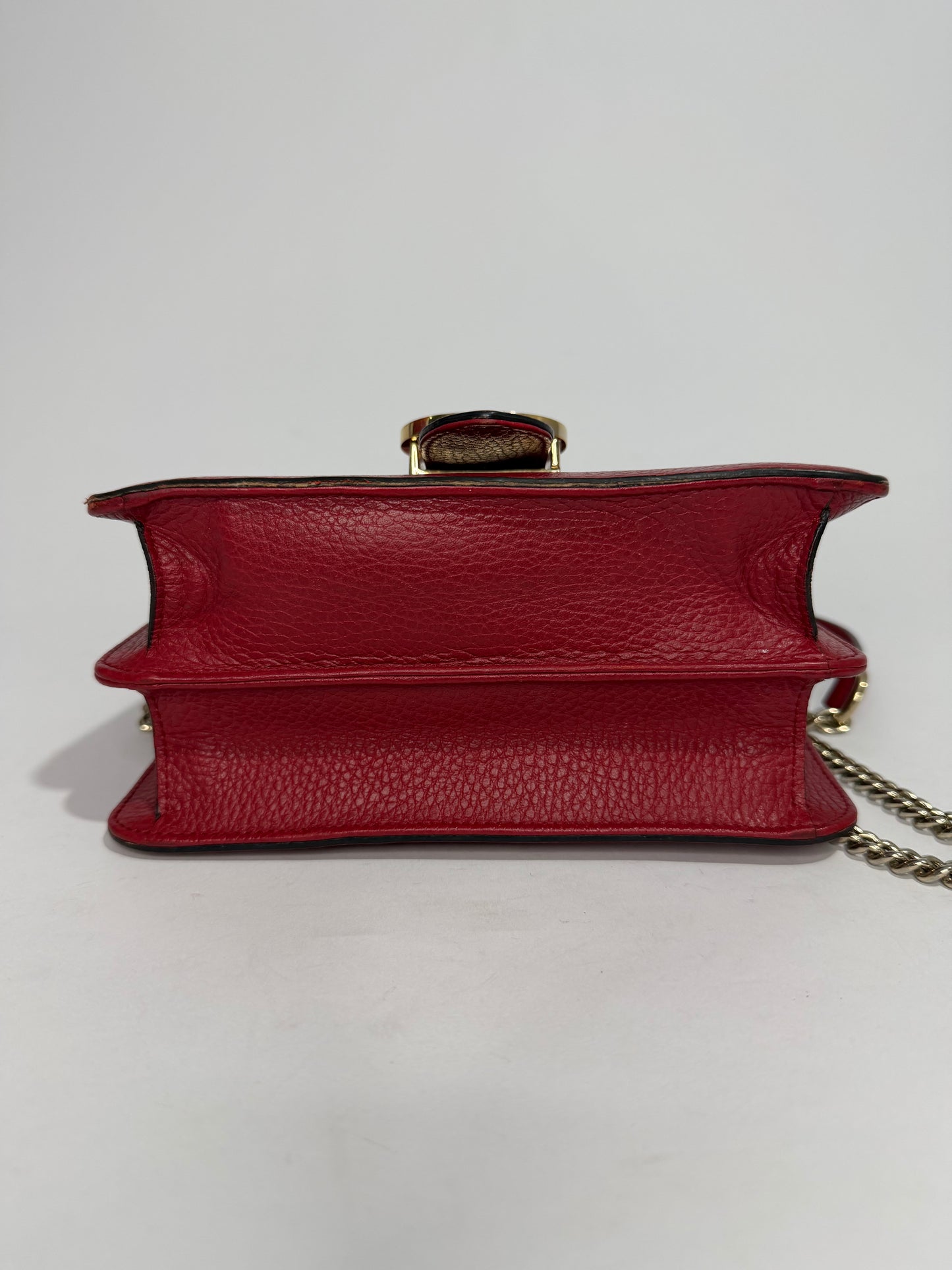 Gucci Red Leather Interlocking G Chain Shoulder Bag