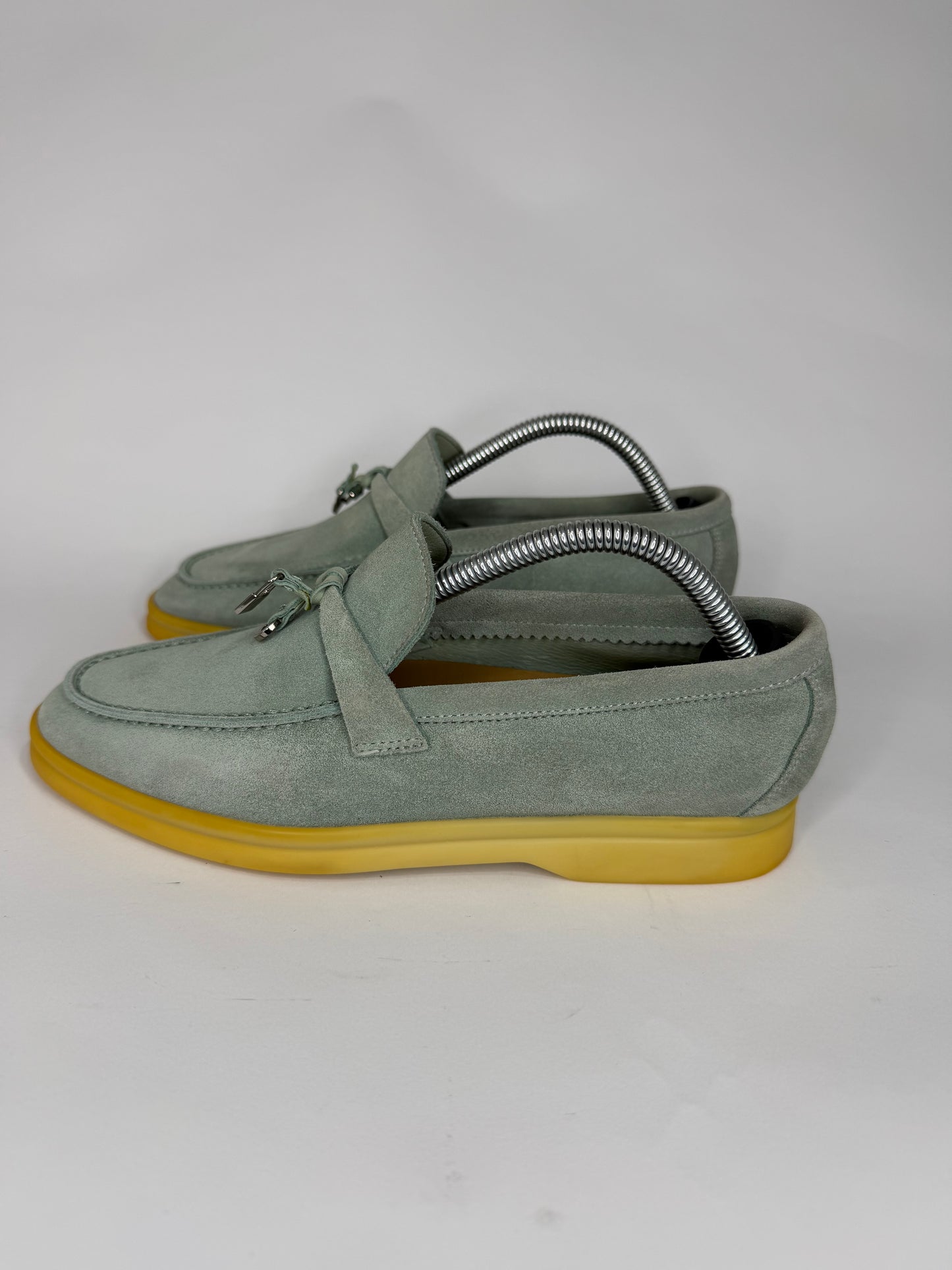 Loro Piana mint green Suede Summer Charms Walk Loafers Size 35.5 EU/ 5.5 US