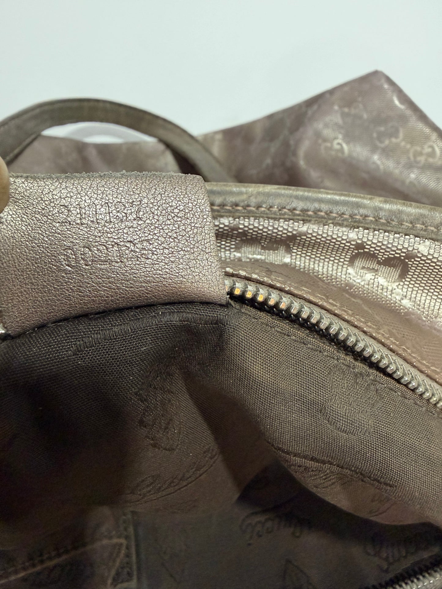 Gucci Gunmetal GG Coated Canvas Medium Imprime Tote