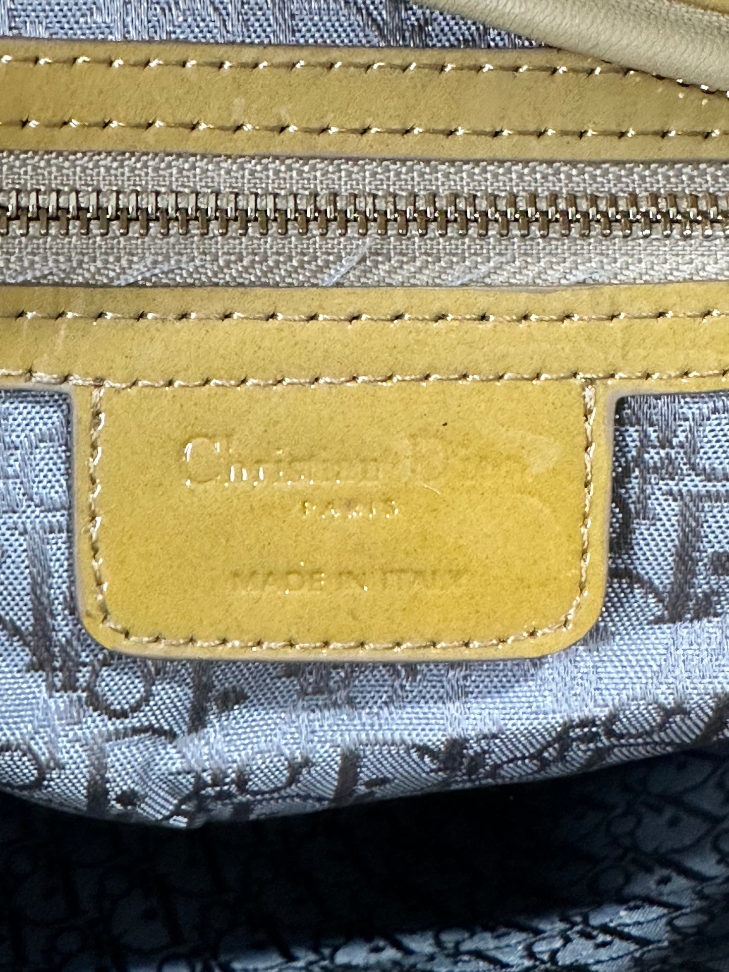 Dior Mustard Yellow Cannage Patent Leather Large Lady Dior Tote