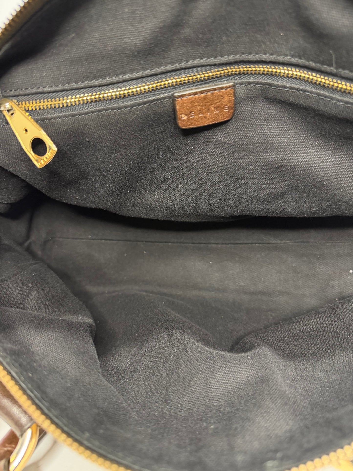 Vintage Céline Gold Metallic Leather Boston Handbag