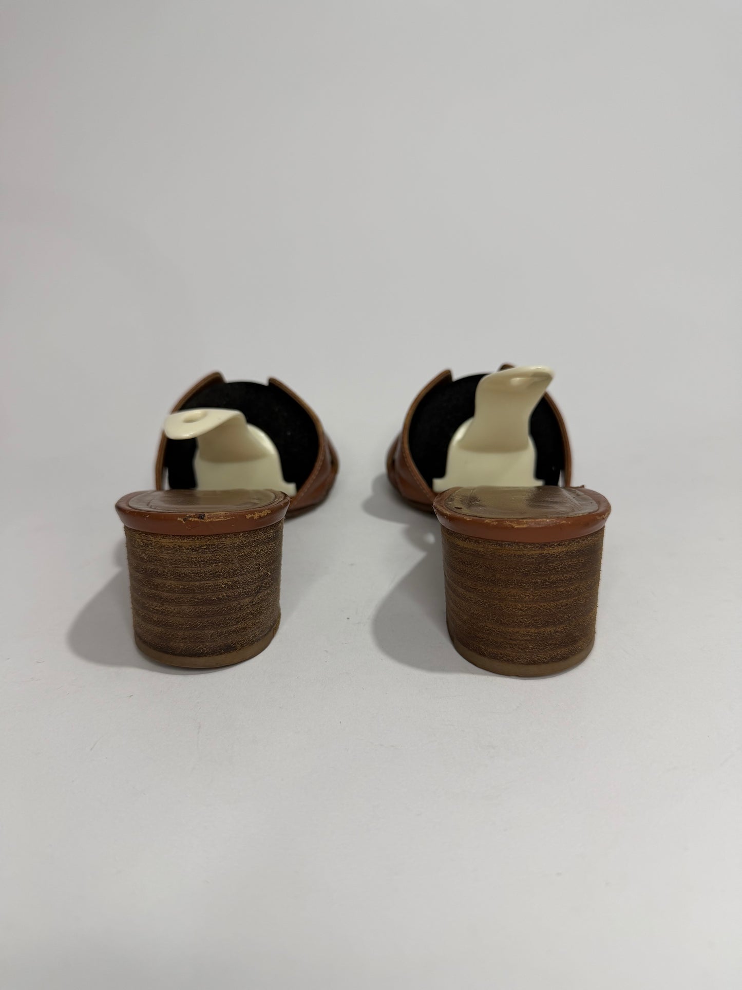 Hermes Brown Leather Oasis Slide Sandals Size 37 EU/ 7 US/ 4 UK