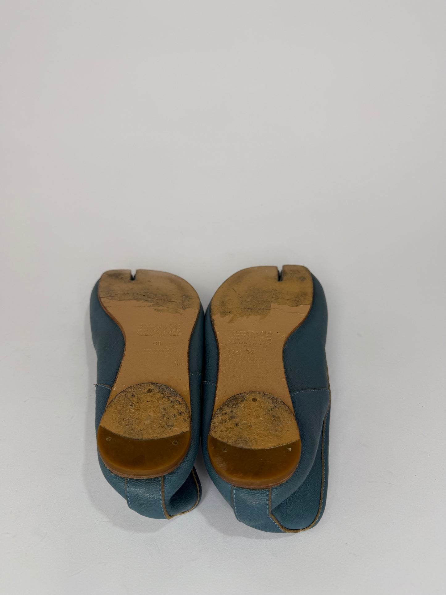 Maison Margiela Tabi Ballet Flats Blue Leather Split-Toe EU 39EU/ 9US / 6 UK
