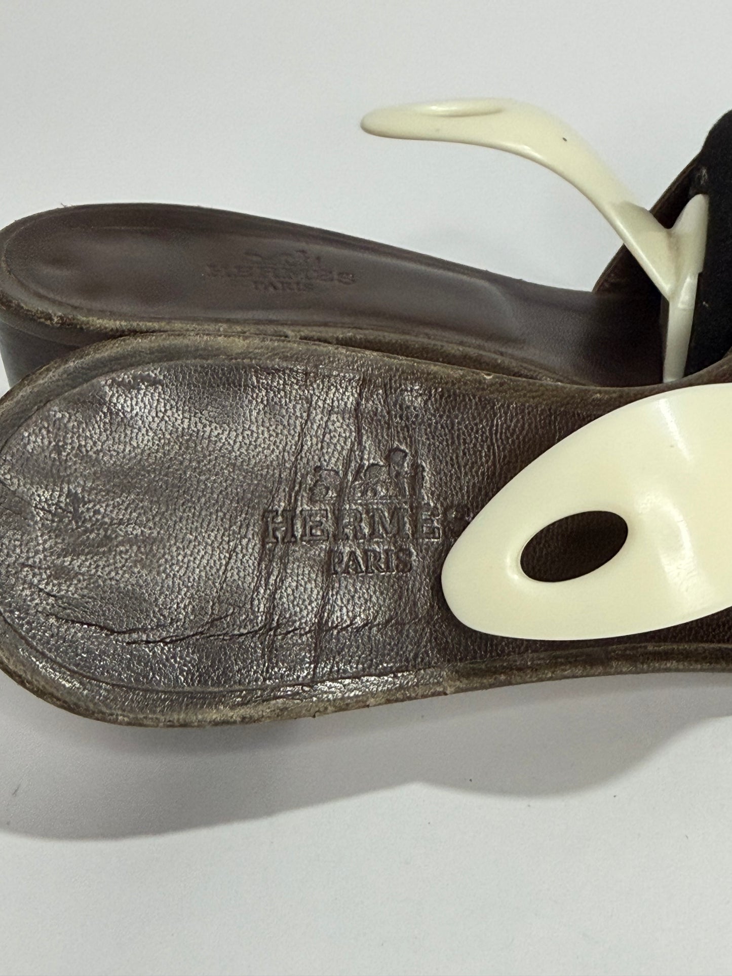 Hermès Oasis H Cut-Out Leather Mule Sandals Brown | Size 37 | Block Heel