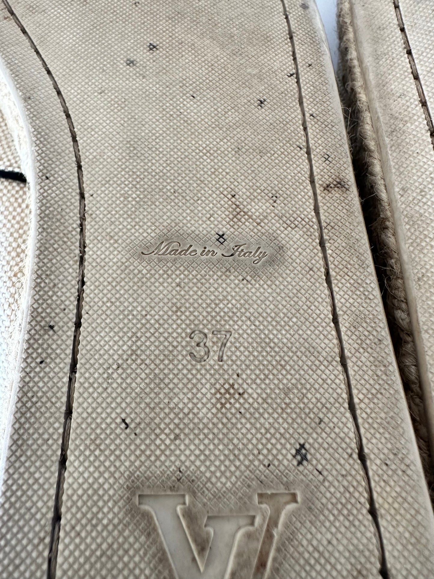 Louis Vuitton Beige Canvas Logo Espadrilles Size 37 EU