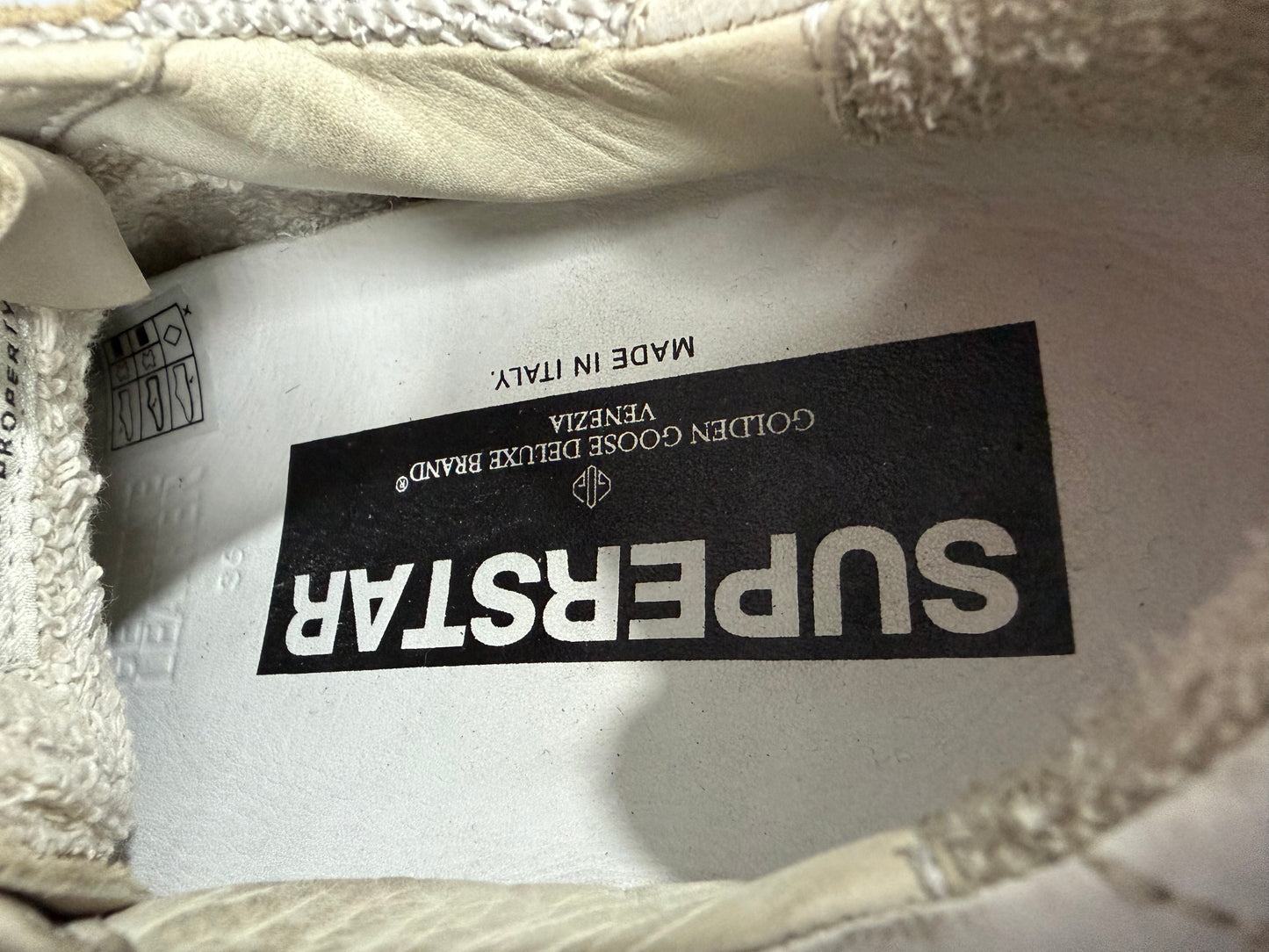 Golden Goose White Leather And Grey Knit Fabric Superstar Sneakers Size 36 EU/ 6 US/ 3 UK