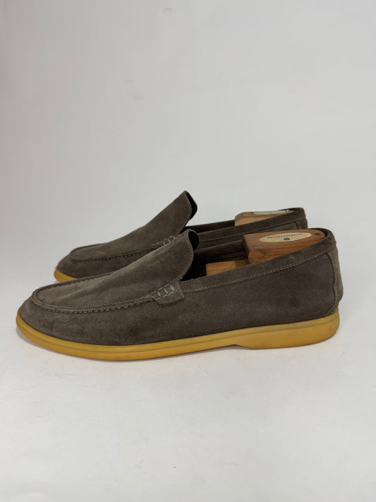 Loro Piana Brown Suede Summer Walk Loafers Size 44 EU