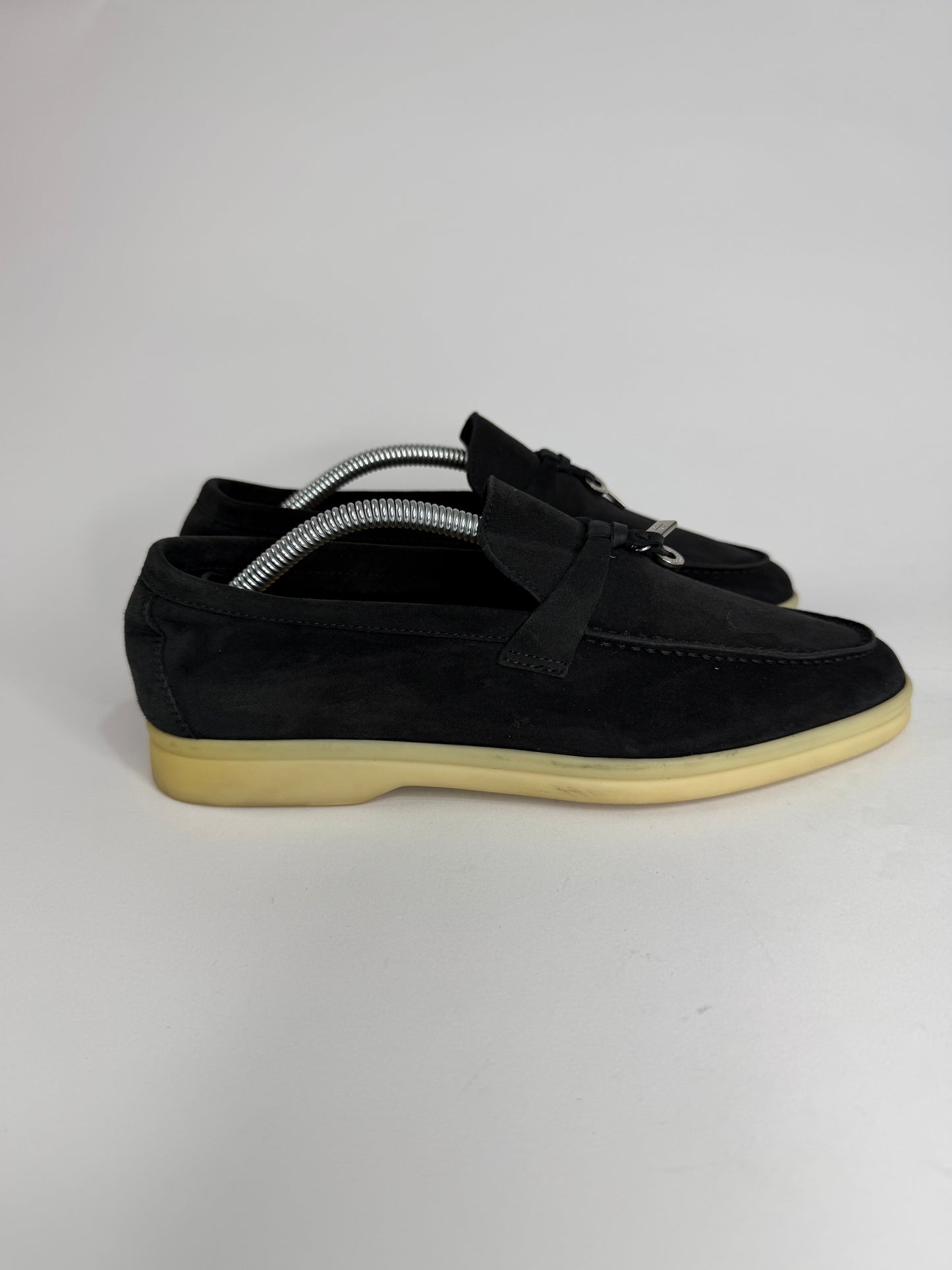 Loro Piana Navy Blue Suede Summer Charms Walk Loafers Size 37 EU/ 37 US