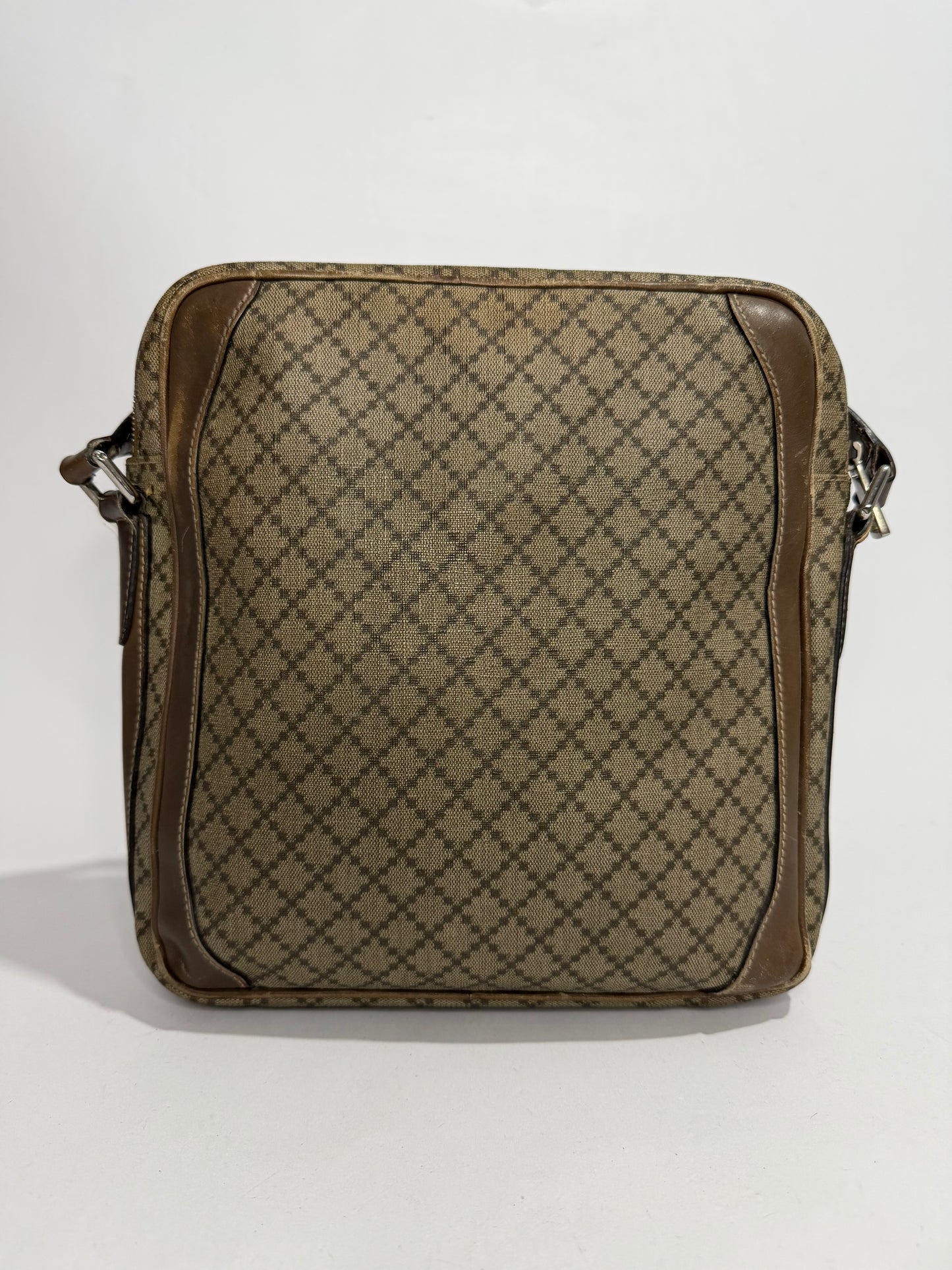 Vintage Gucci Diamante Canvas & Brown Leather Crossbody Messenger Bag