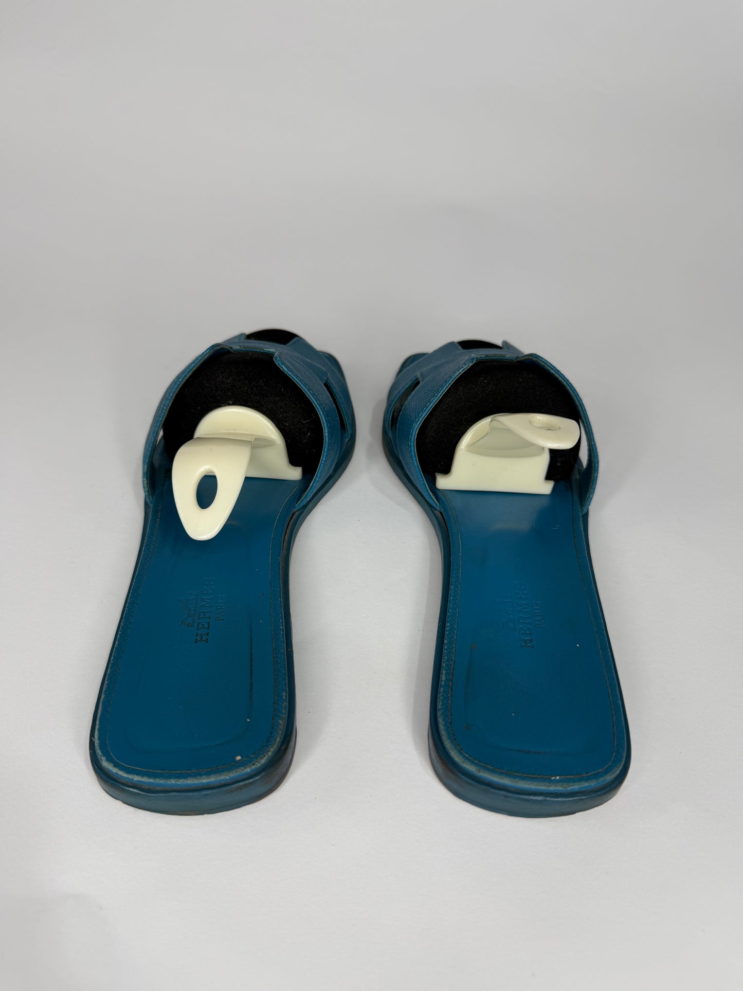 HERMES Blue Box Calfskin Oran Sandals 39 EU/ 9 US / 6 UK