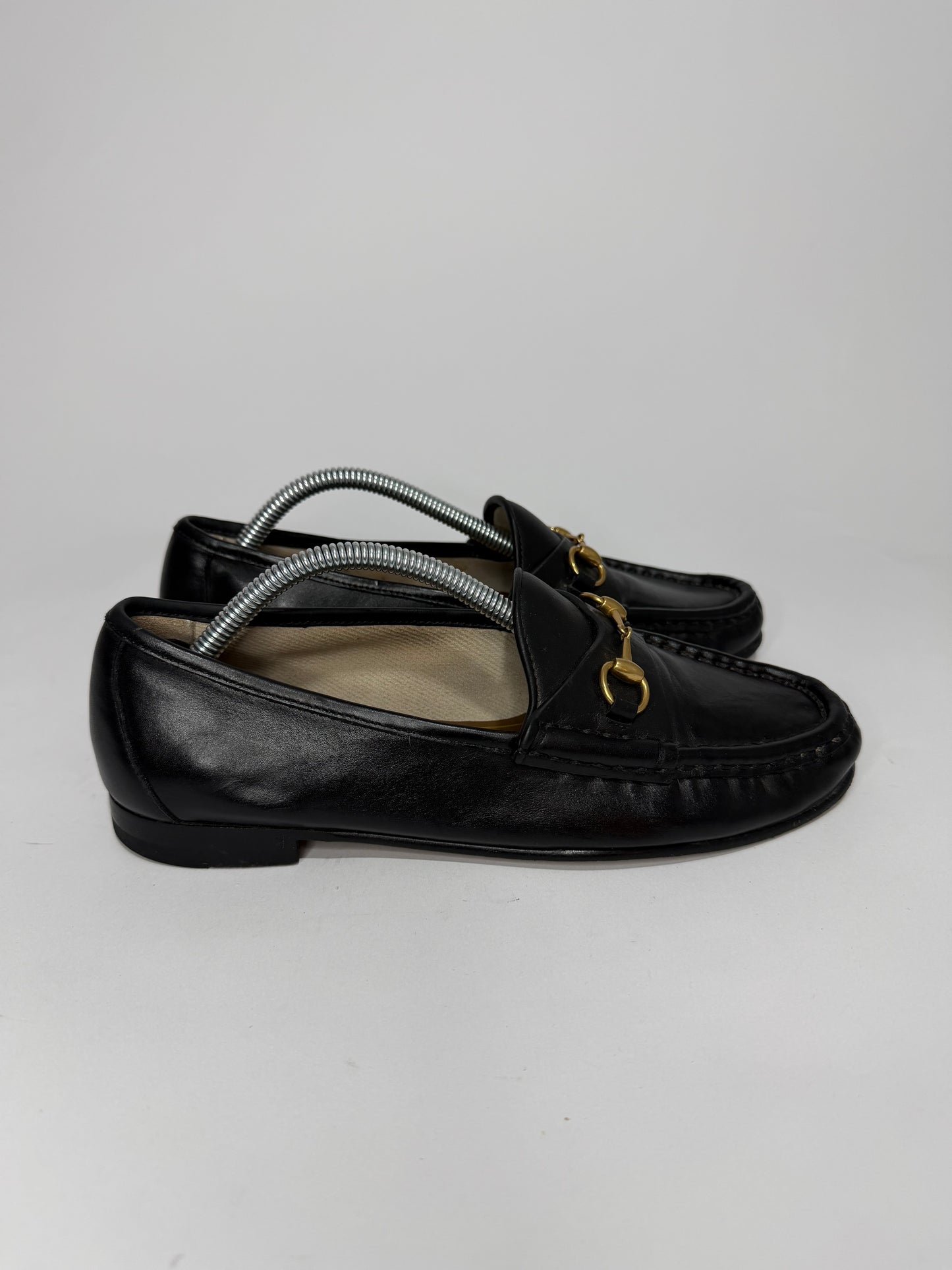 Gucci Black Leather 1953 Horsebit Loafers Size 37 EU