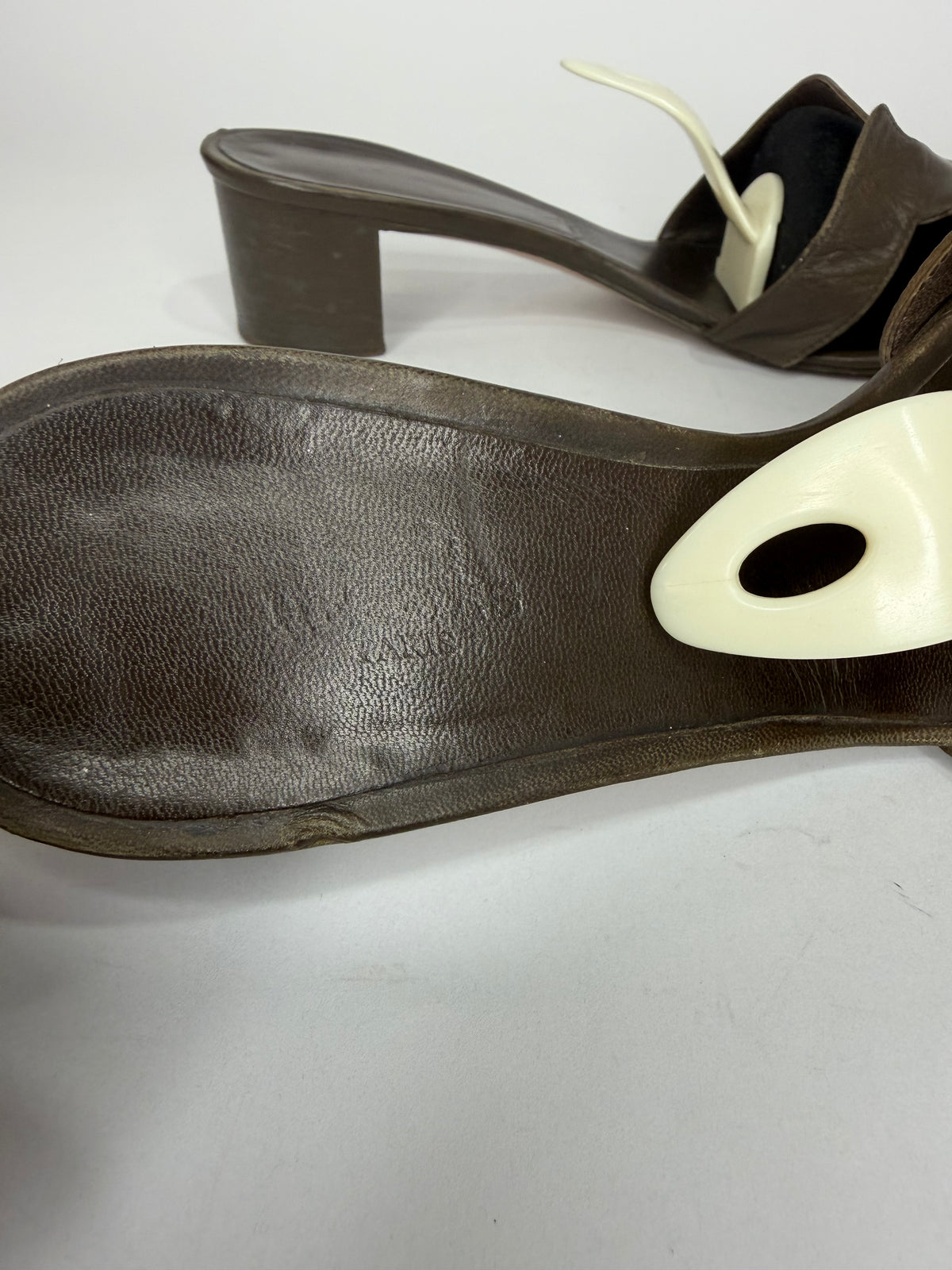 Hermes Gray Leather Oasis Slide Sandals Size 40.5 EU/ 10.5 US/ 7.5 UK