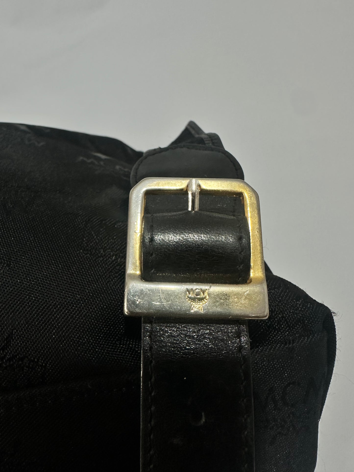 MCM Black Nylon and Leather Drawstring Backpack