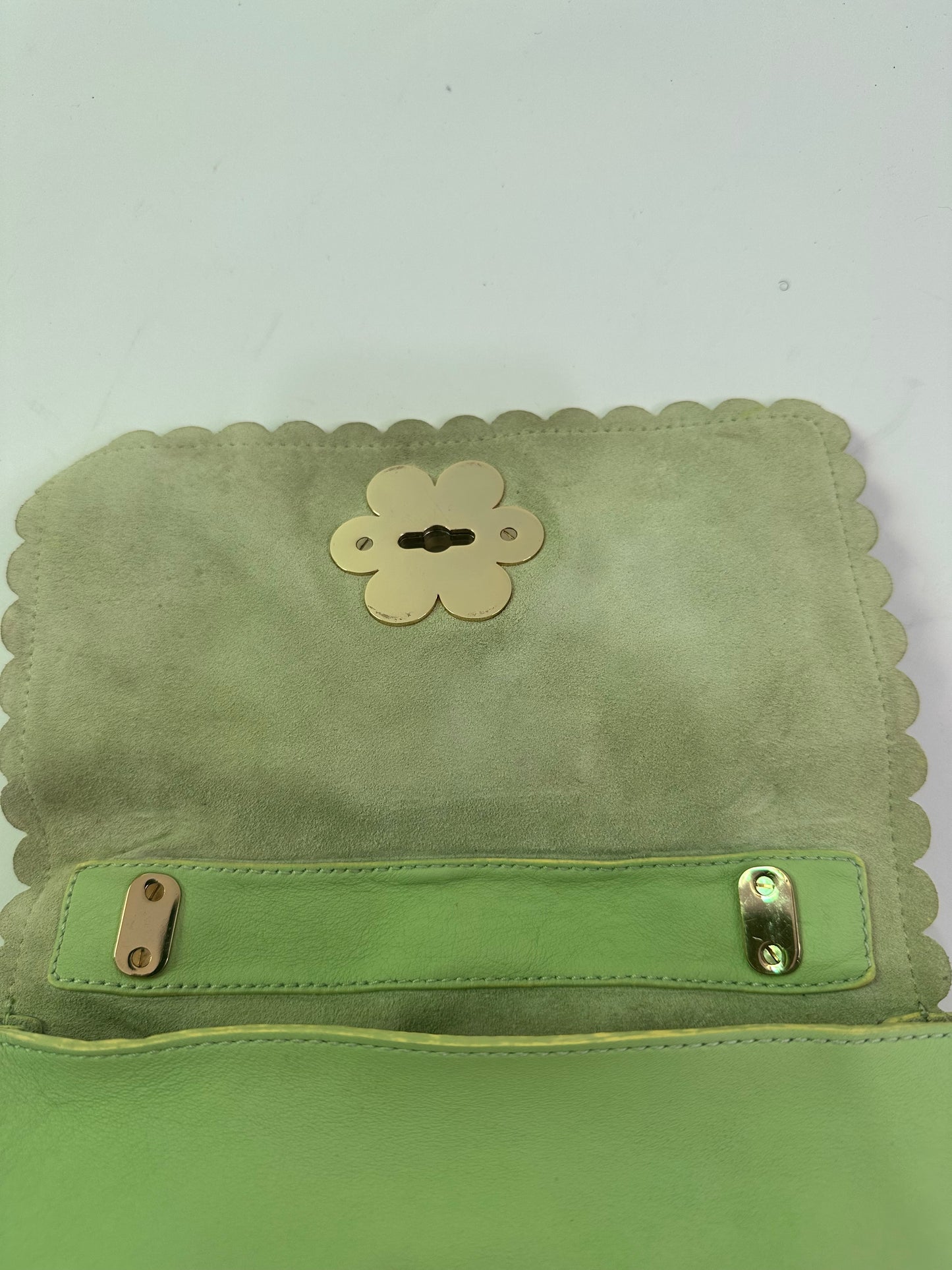 Mulberry Mint Green Leather Cecily Flower Shoulder Bag