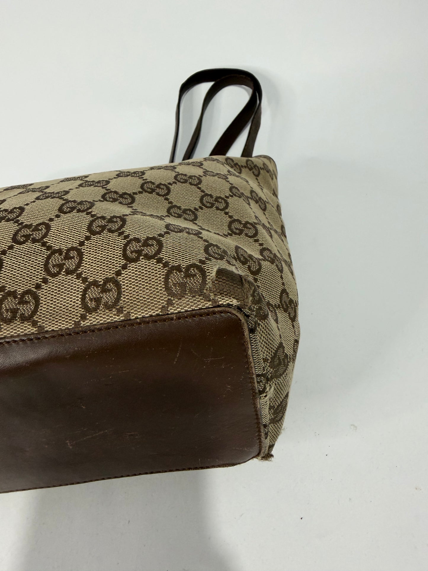 Gucci Beige/Brown GG Canvas and Leather Bucket Tote