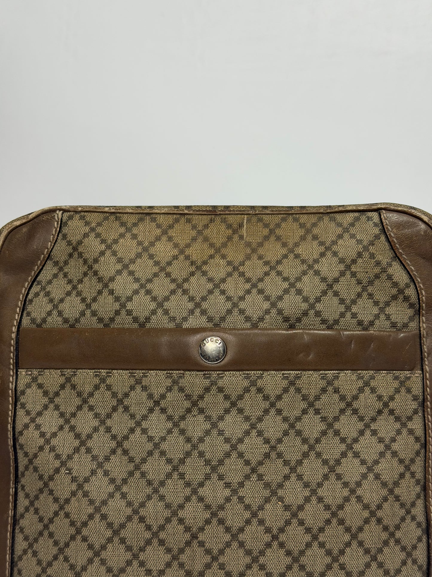 Vintage Gucci Diamante Canvas & Brown Leather Crossbody Messenger Bag