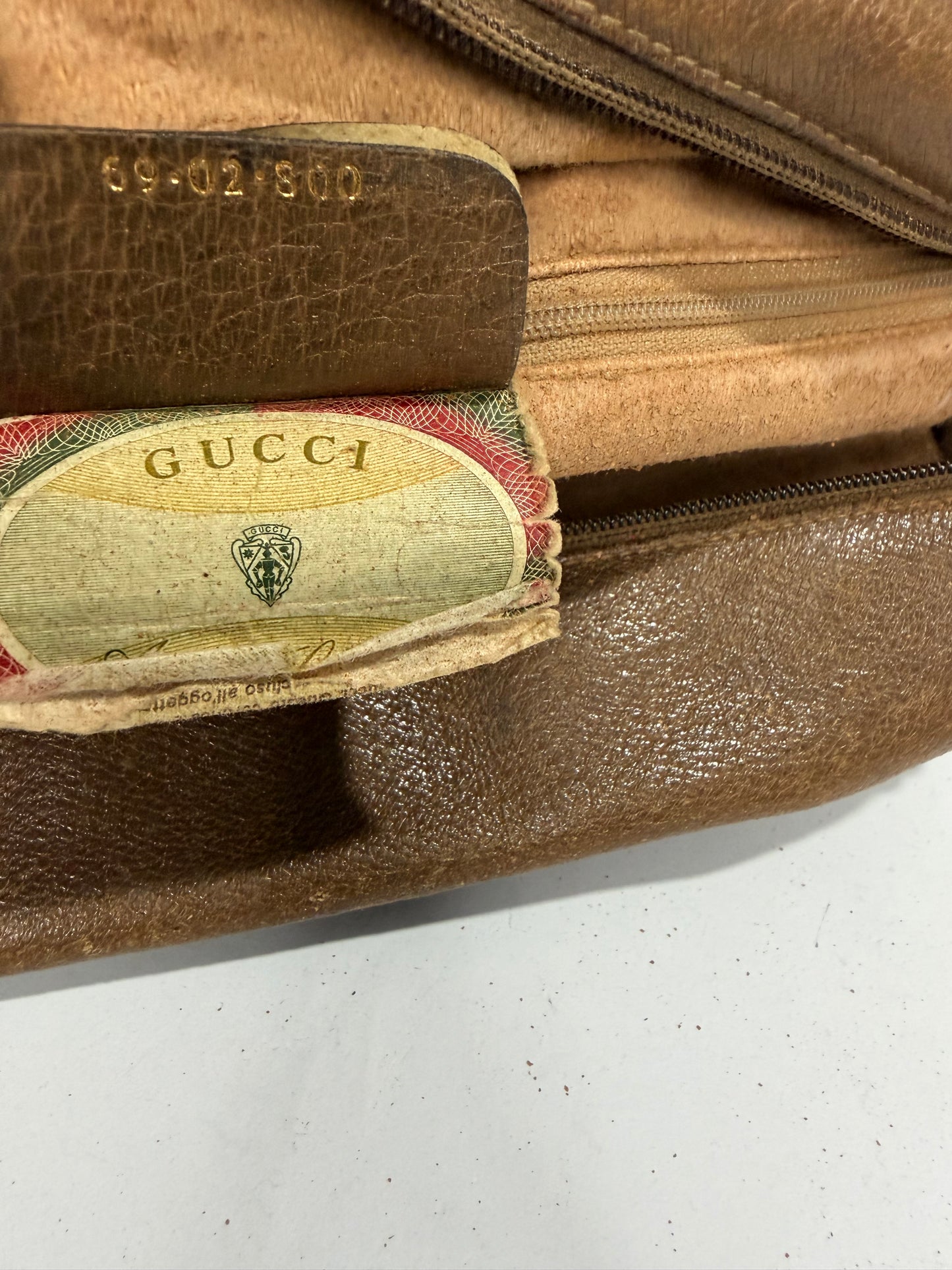 Vintage Gucci Brown Leather & Pink Textile Shoulder Bag