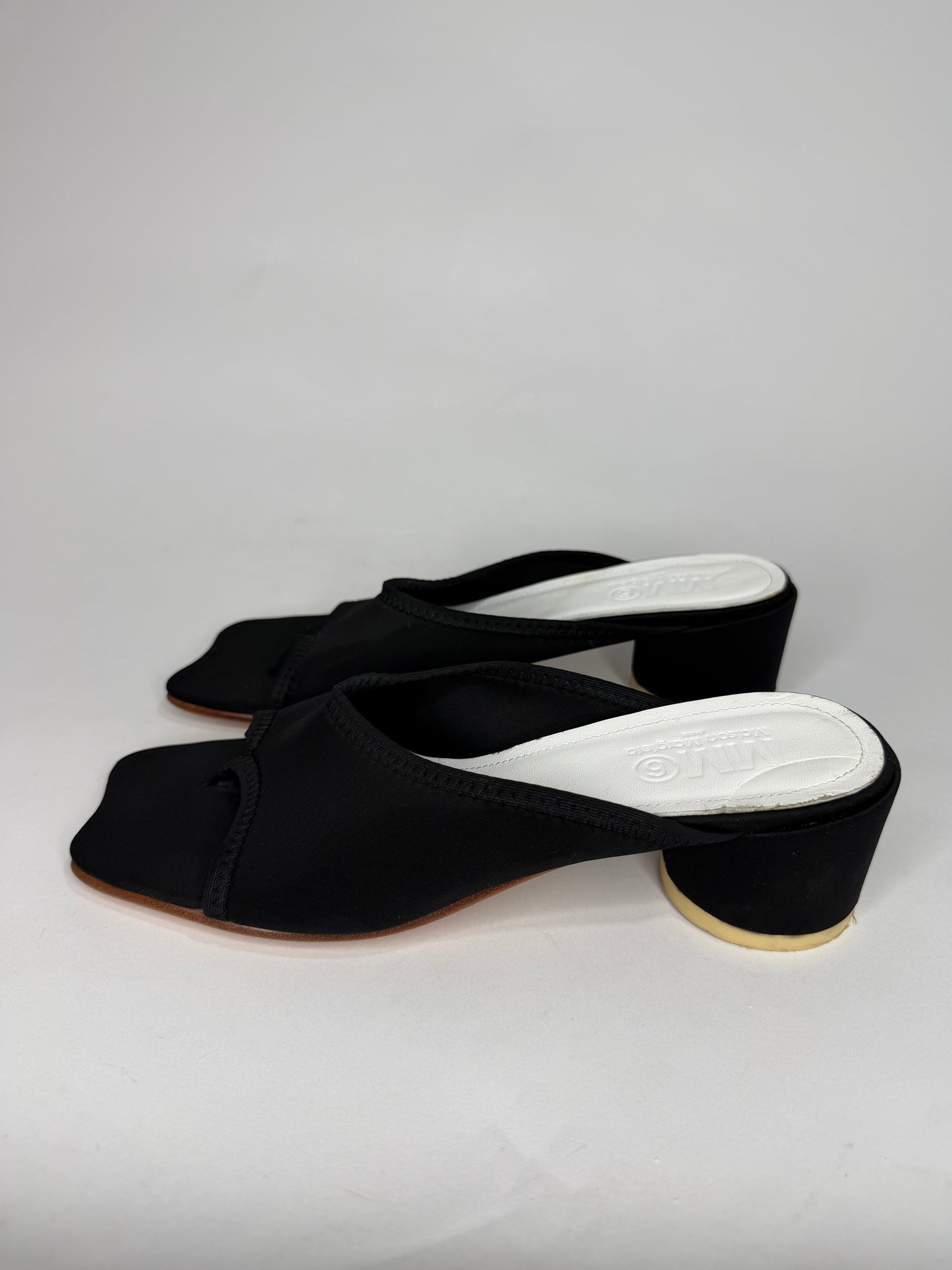 MM6 Maison Margiela Black Scuba Lyrca Heeled Sandals
