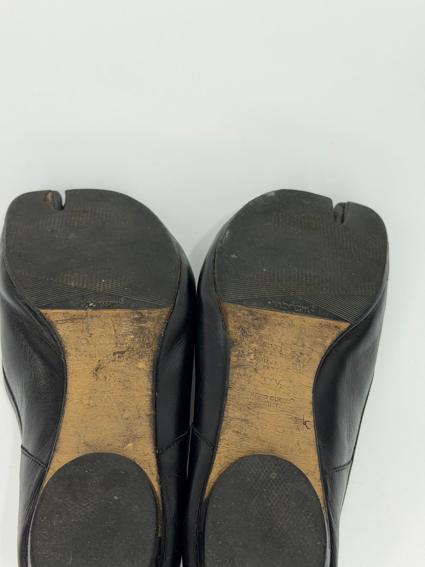 Maison Margiela Tabi Ballet Flats Black Leather Split-Toe EU 37. 5 EU/ 7.5 US