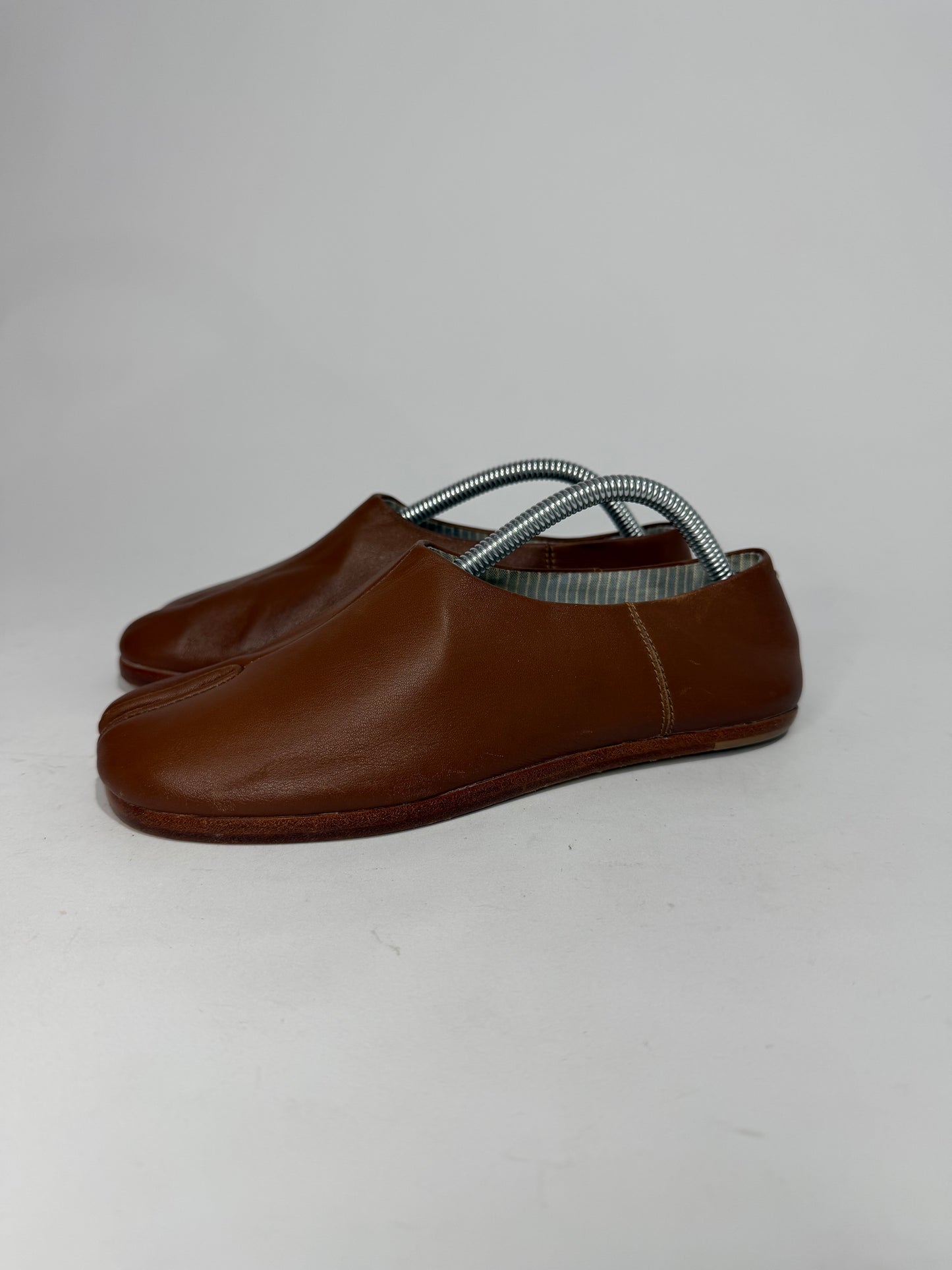 Maison Margiela Brown Leather Tabi babouche shoes