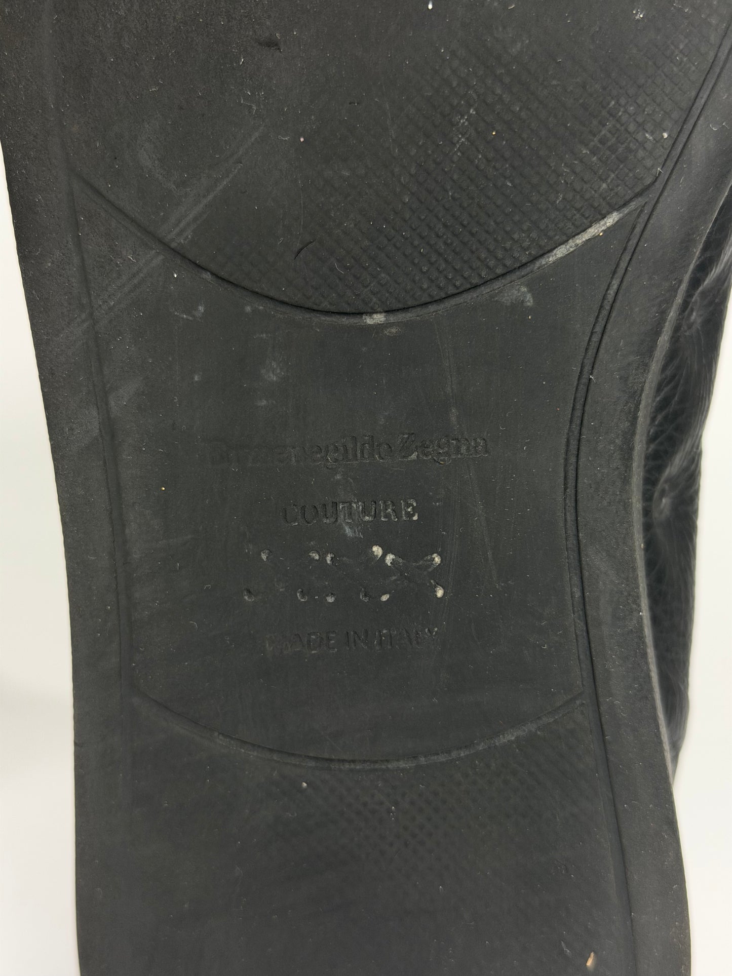 Ermenegildo Zegna Black Leather Triple Stitch Slip On Sneakers Size 6.5 UK/ 7.5 US