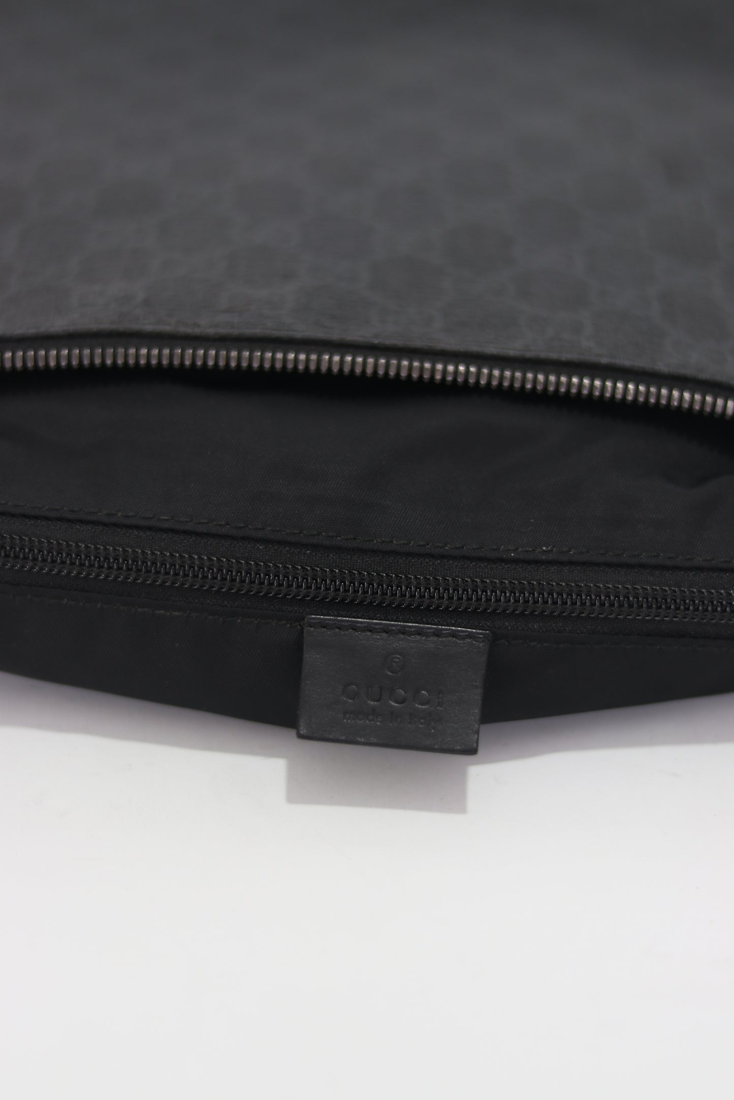 Gucci Front Zip Flat Messenger Bag GG Coated Canvas Medium